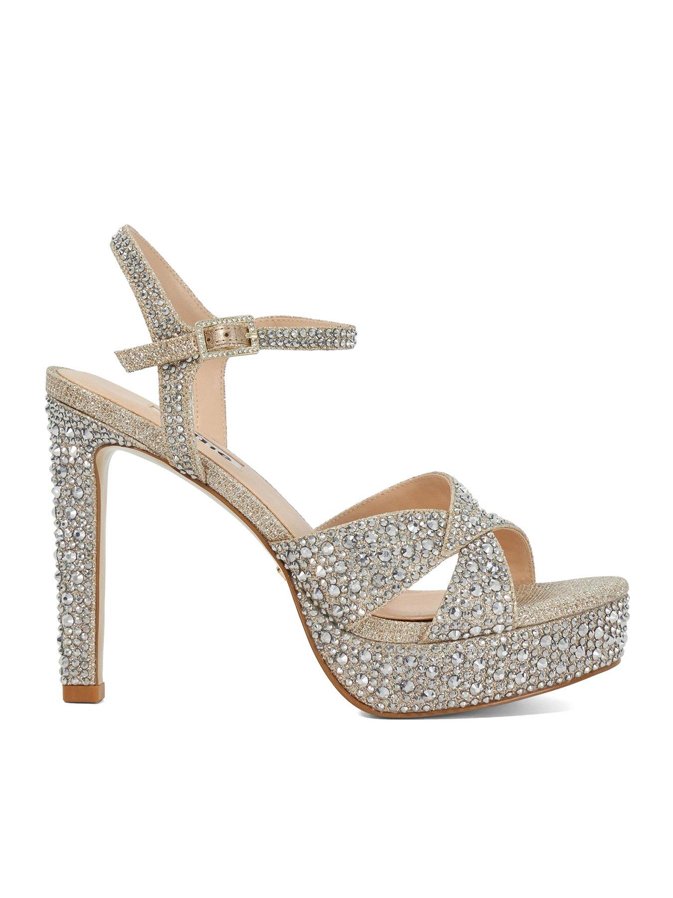 Dune London Mayve Embellished Platform Heel Sandals - Gold