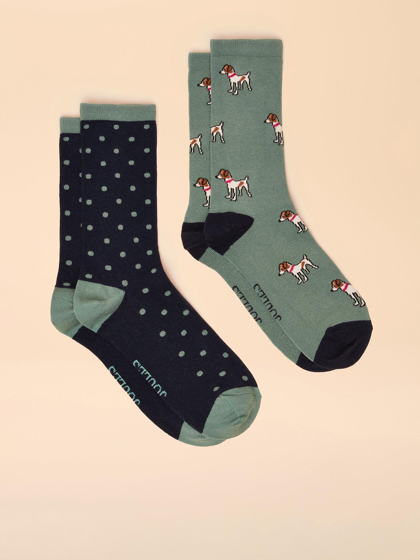 Image 1 of 3 of Joules Pack Of Two Socks - Green/Blue