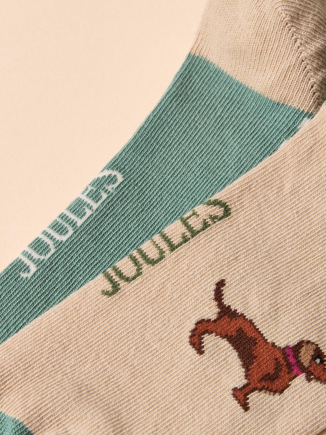 Image 2 of 3 of Joules Pack Of Two Socks - Cream/Green