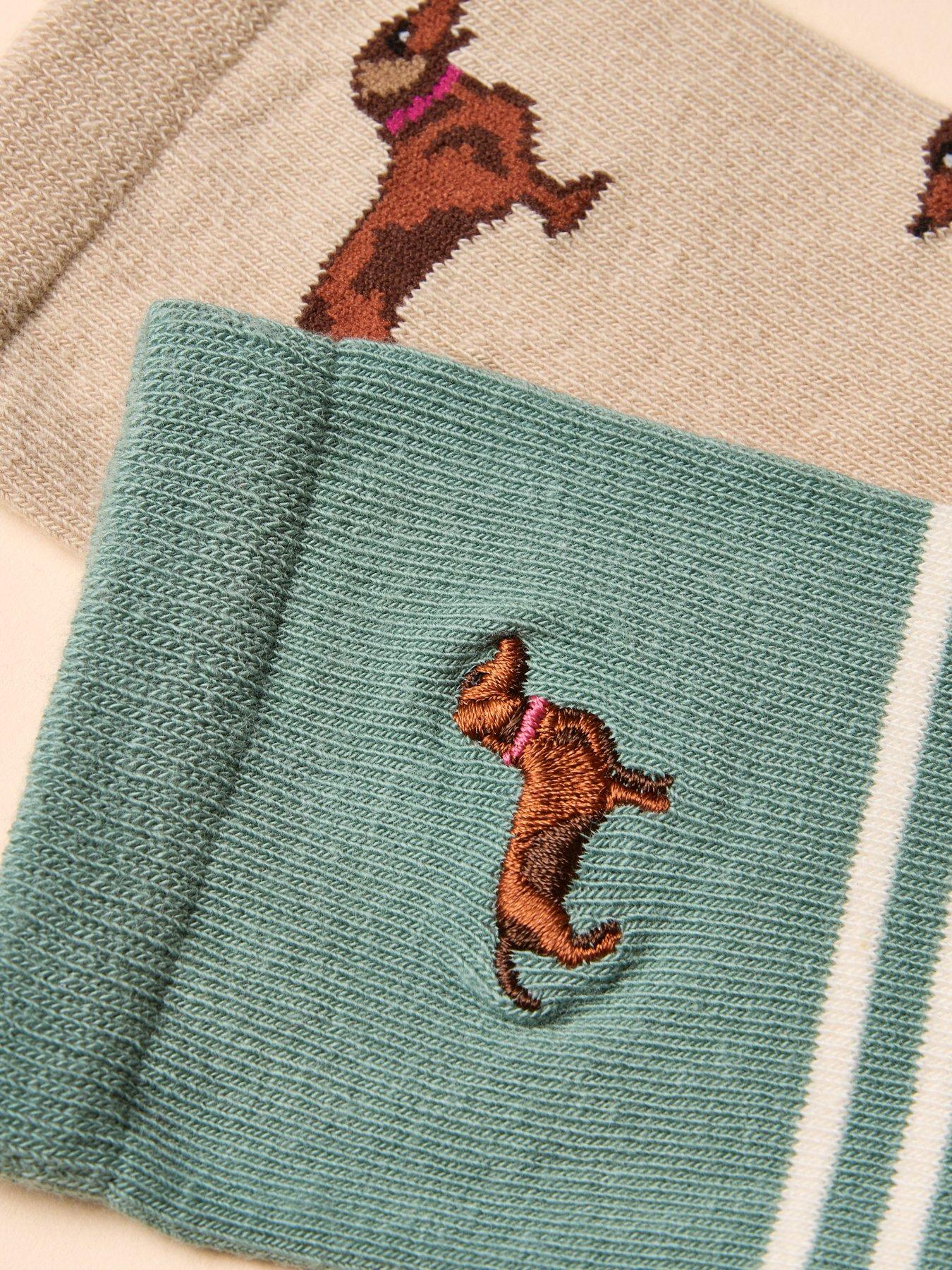 Image 3 of 3 of Joules Pack Of Two Socks - Cream/Green