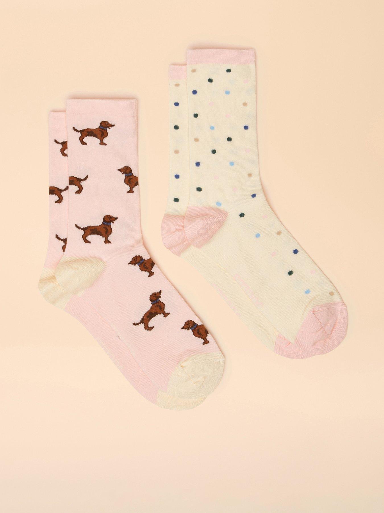 Image 1 of 3 of Joules Pack Of Two Socks - Pink/Blue