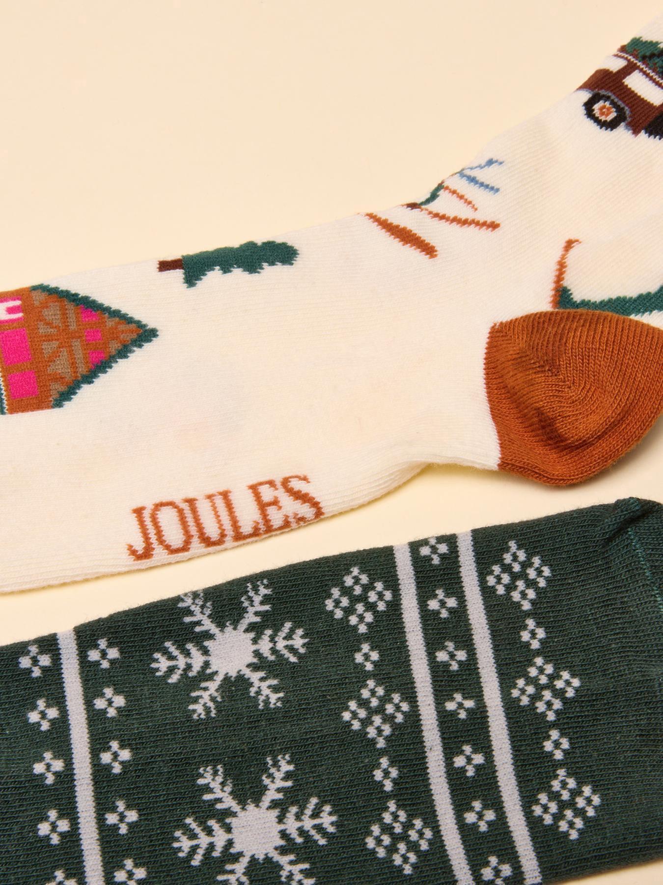 Image 2 of 2 of Joules Pack Of Two Socks - /White - Green