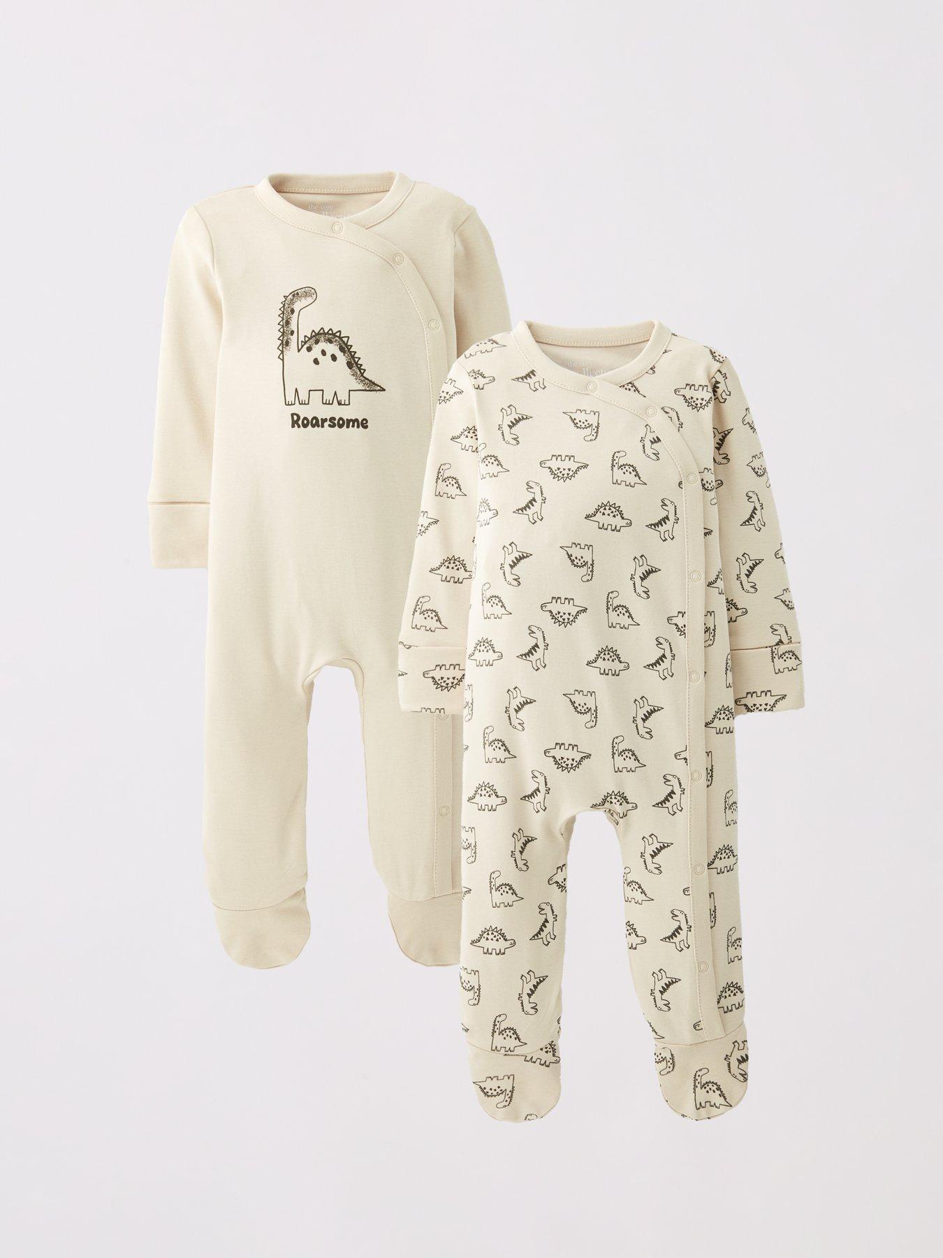 the-very-collection-2-pack-dinosaur-sleepsuits-creamfront