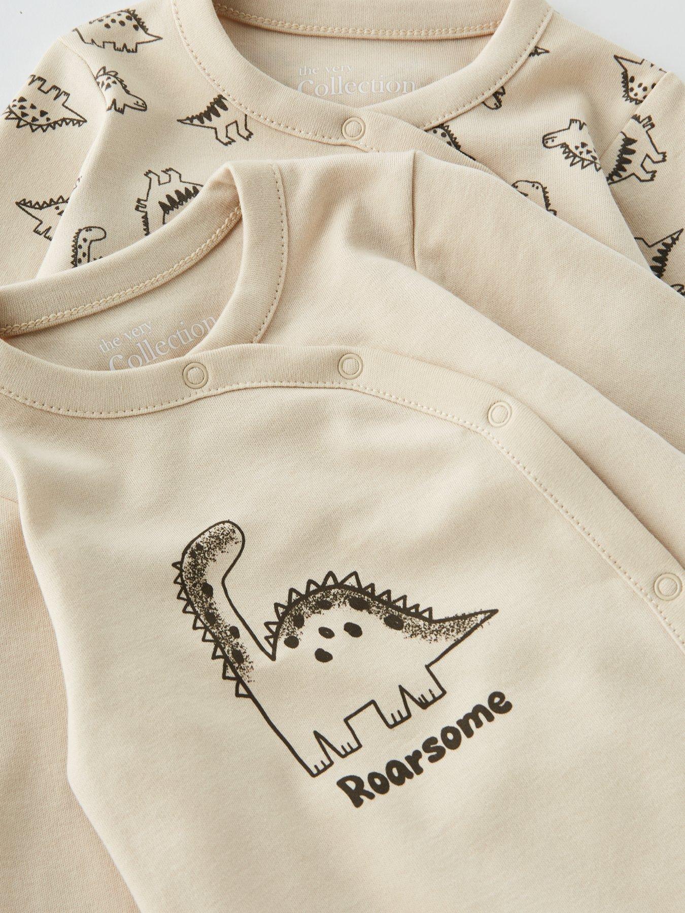 the-very-collection-2-pack-dinosaur-sleepsuits-creamdetail