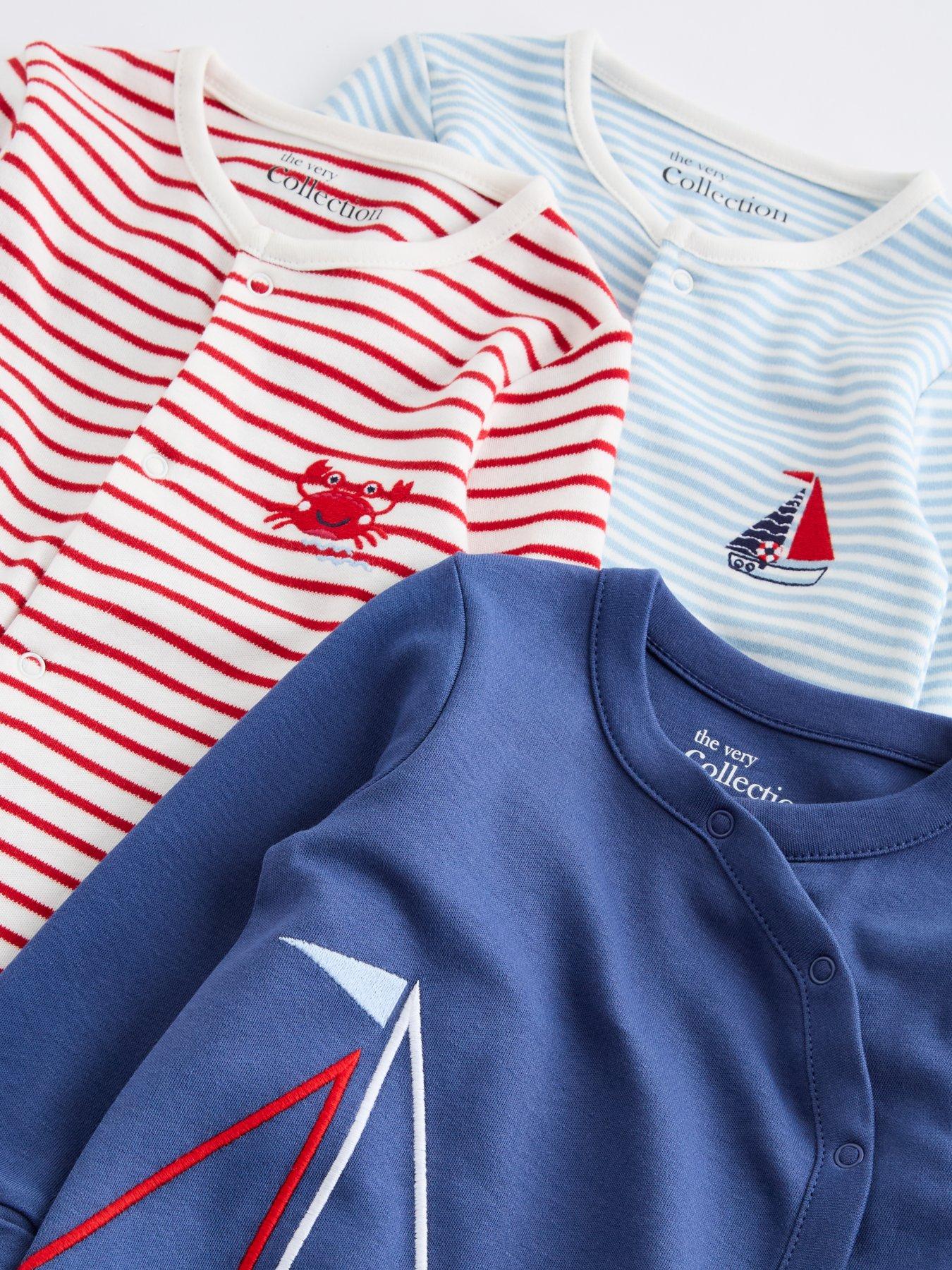 Image 5 of 6 of The Very Collection Sea Life 3 Pack Sleepsuits - Blue/Red