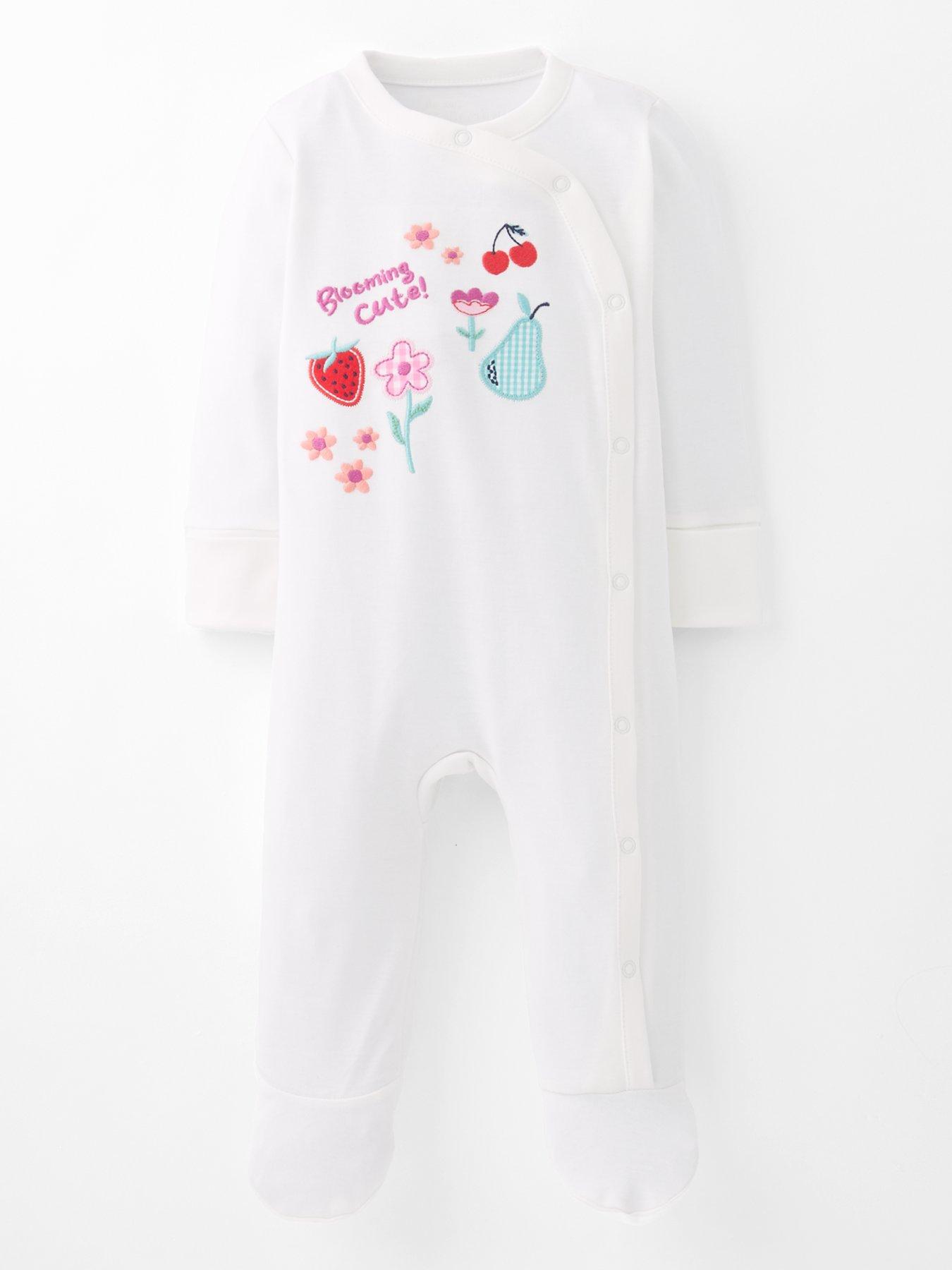 The Very Collection Patchwork Fruit Print Sleepsuit - White