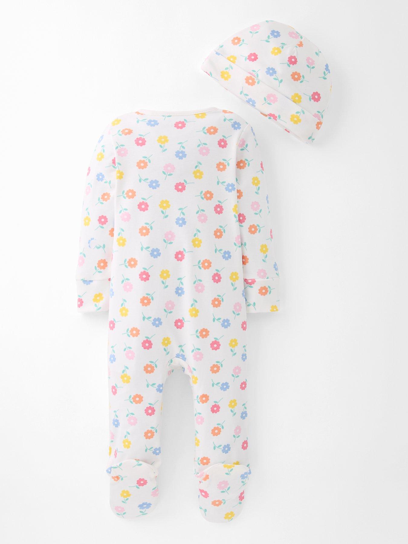 the-very-collection-floral-print-sleepsuit-amp-hat-set-whiteback