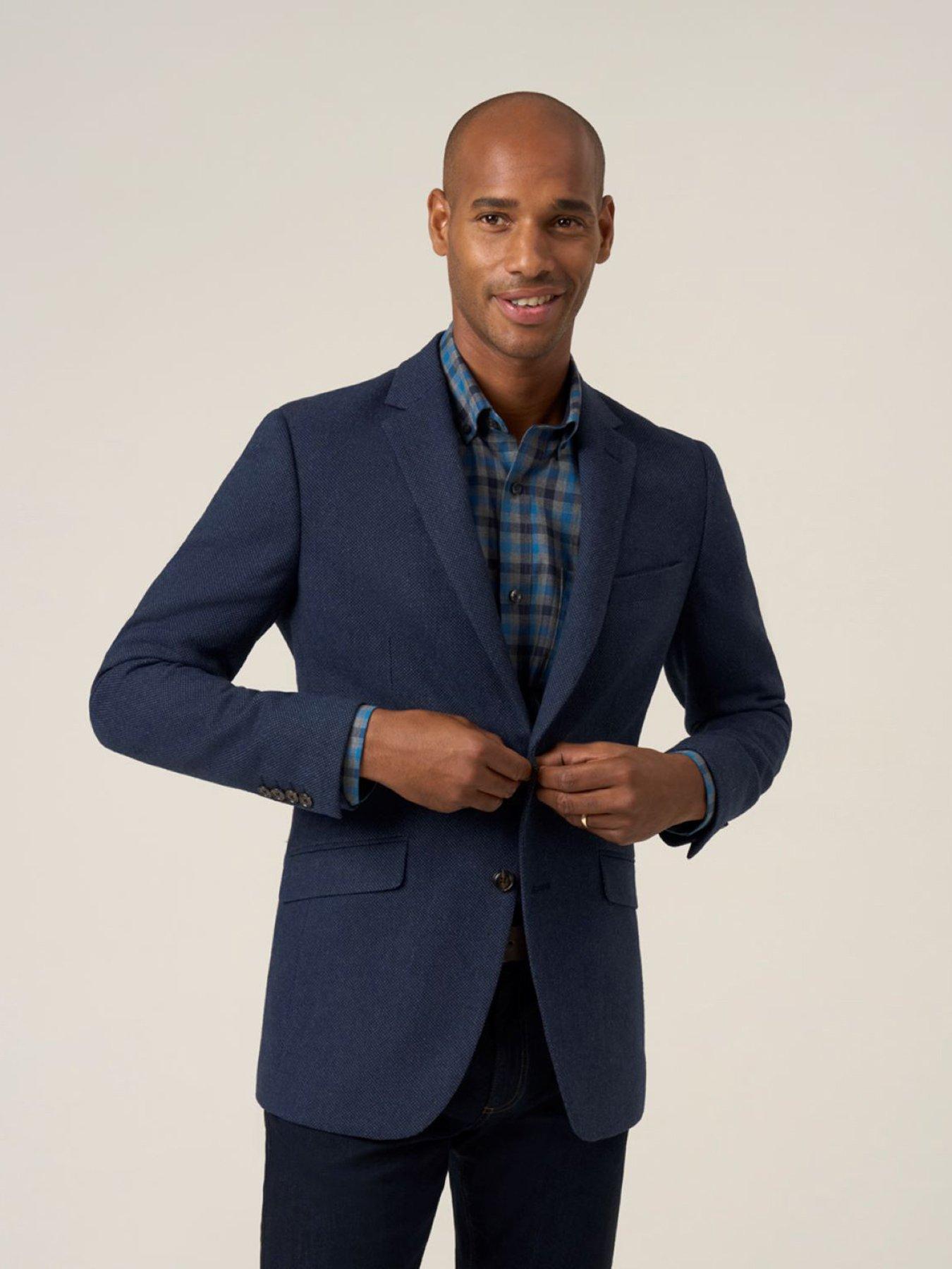 Skopes Tailored Fit Hexham Wool Blend Suit Jacket - Navy