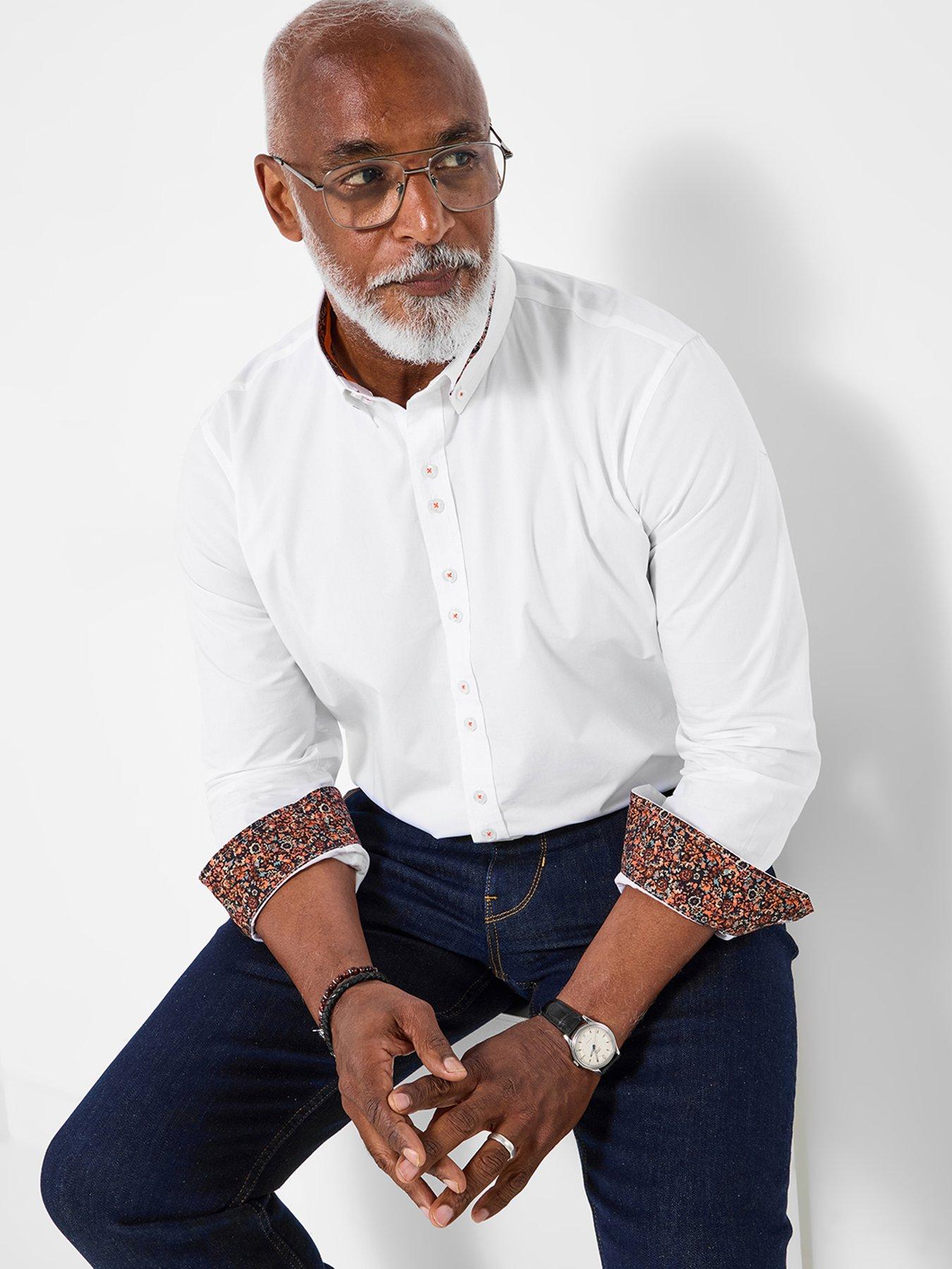 Joe Browns Joe Browns Contrast Printed Trim Long Sleeve Shirt - White