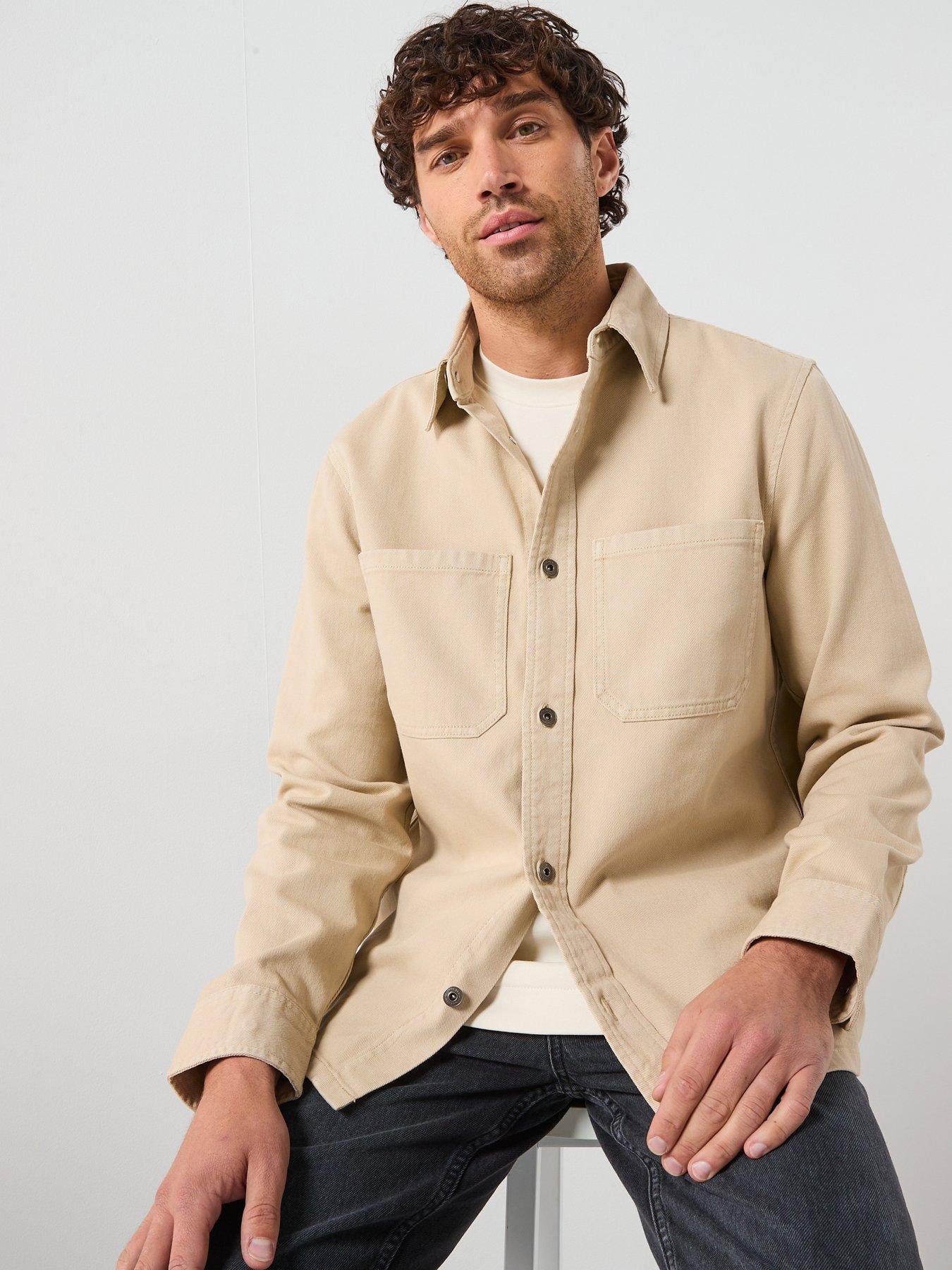 mango-jazz-light-herringbone-overshirt-light-beigefront