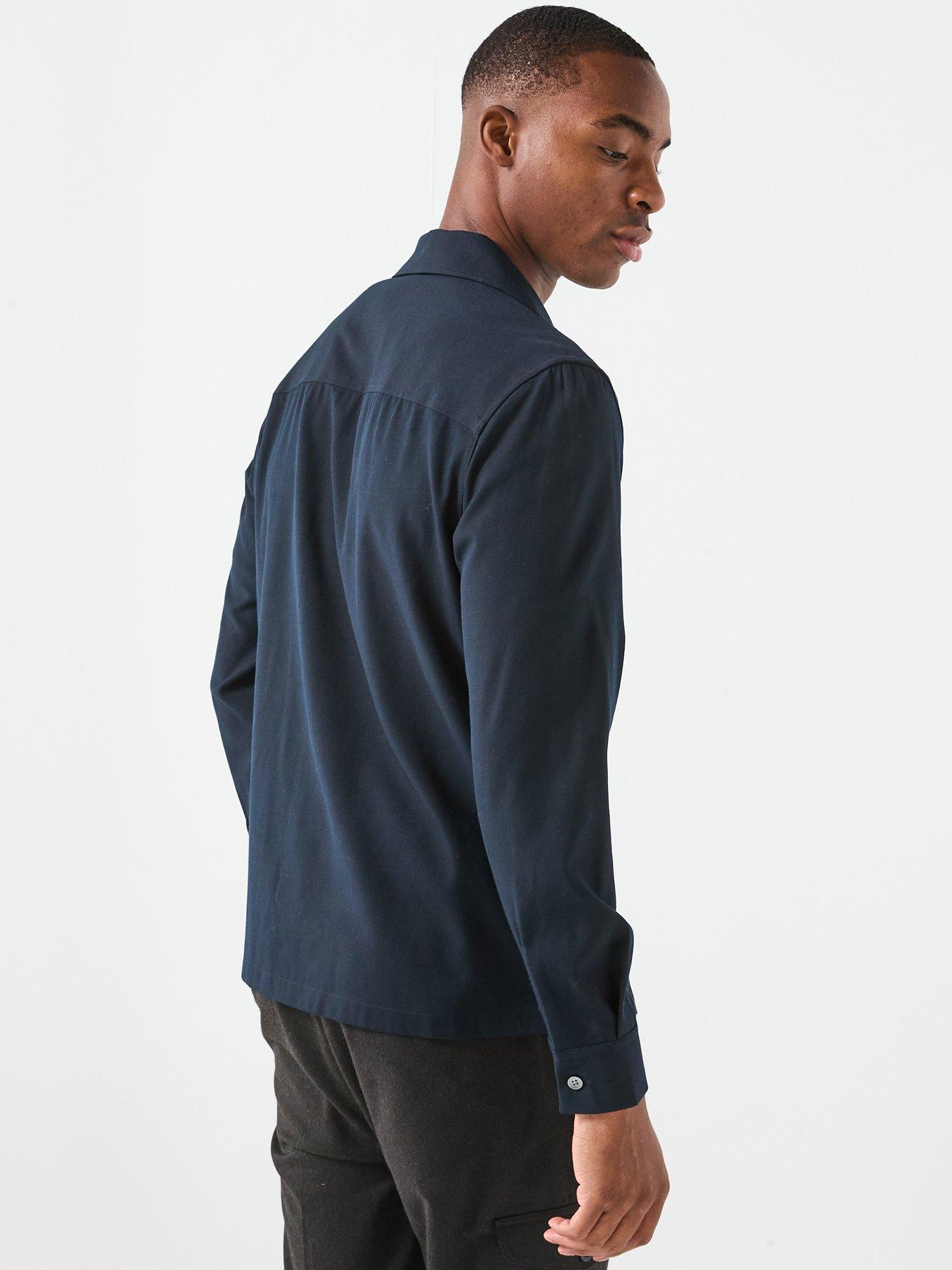 mango-milton-cuban-collar-overshirt-navystillFront