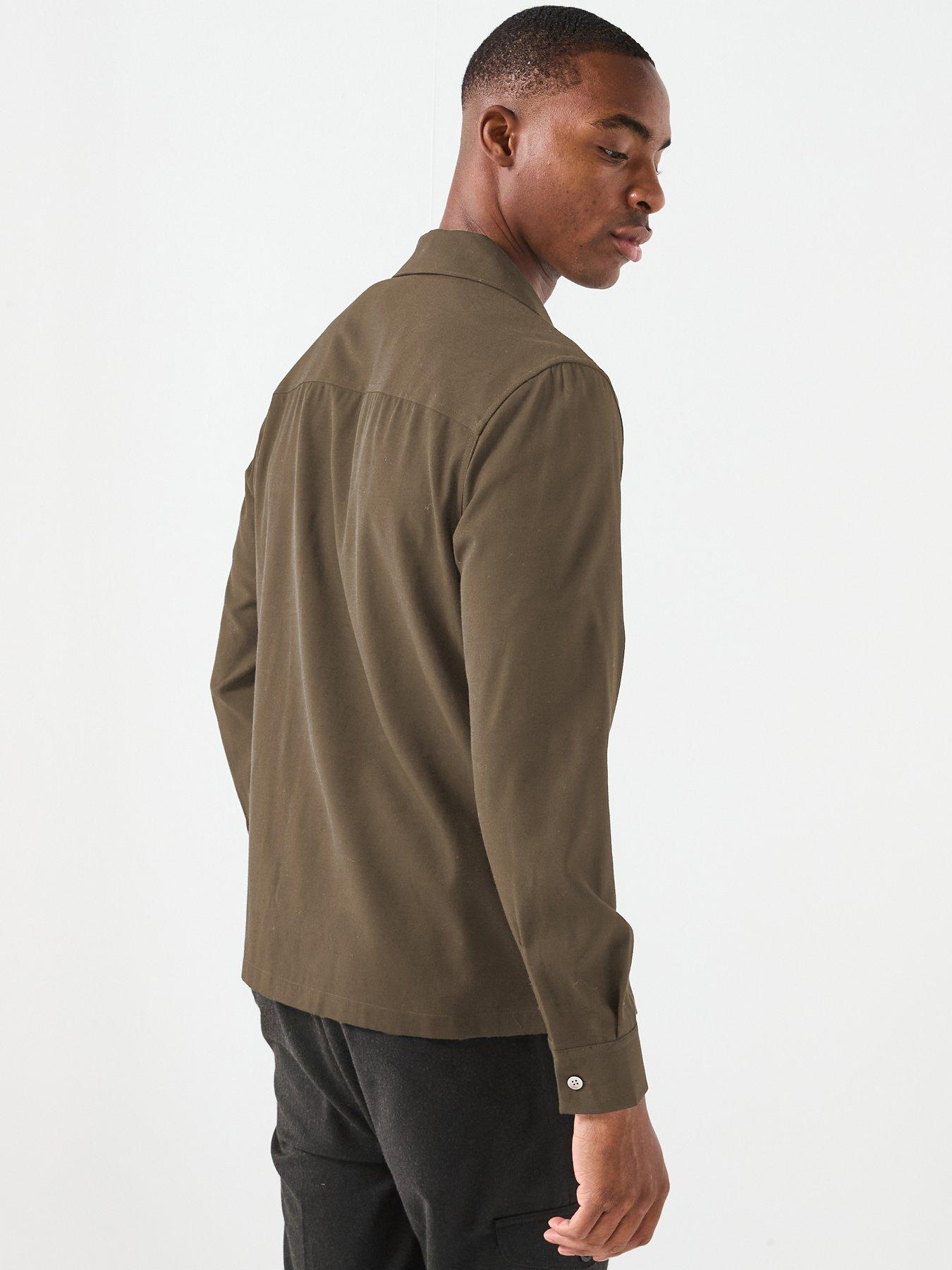 mango-milton-cuban-collar-overshirt-khakistillFront