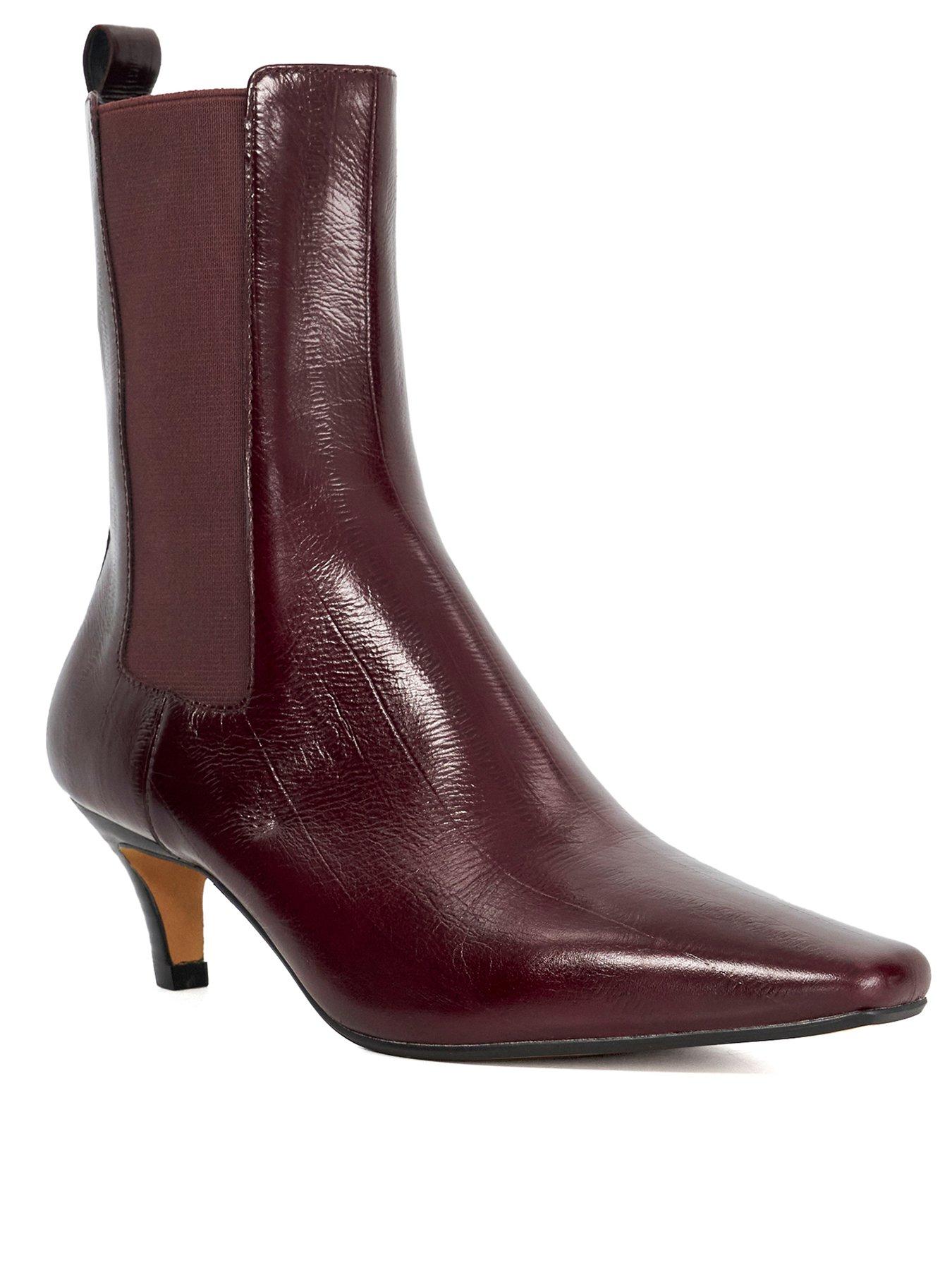 dune-london-odele-chiselled-toe-leather-ankle-boots-dark-redstillFront