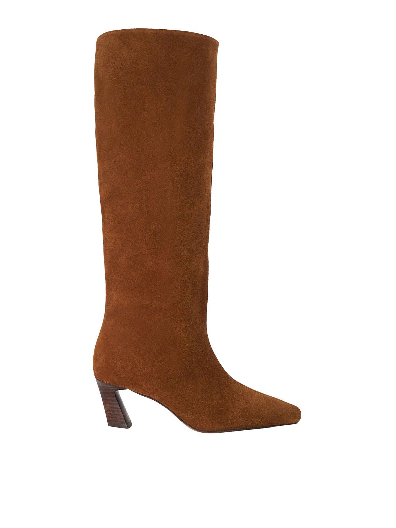Dune London Selinni Suede Knee High Boot - Dark Tan