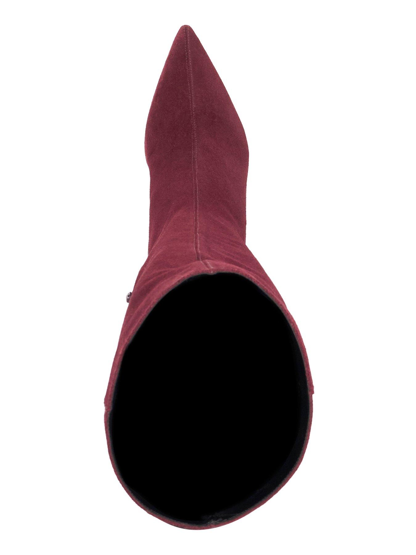 Image 4 of 5 of Dune London Smoothly Side Zip Detail Leather Knee High Boots - Burgundy