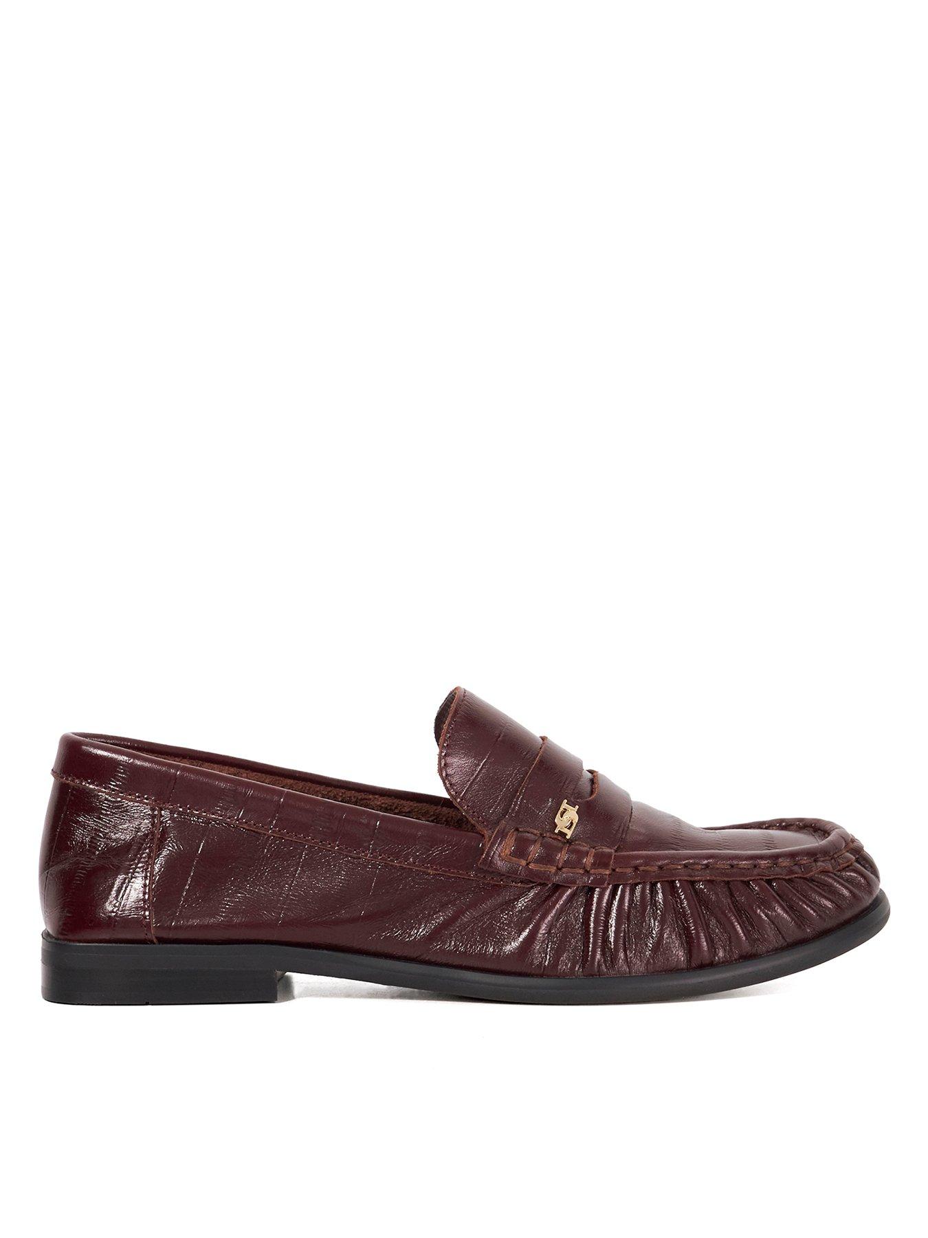 Dune London Grisella Leather Loafers - Burgundy