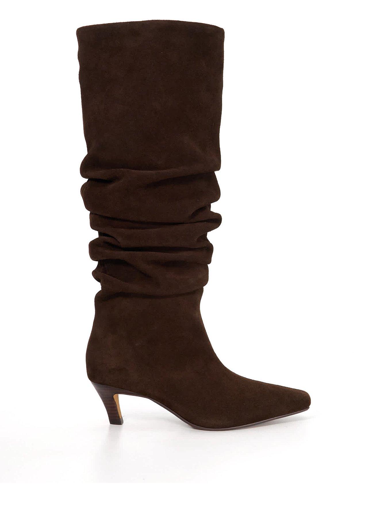 Dune London Saunders Slouch Suede Knee Boot - Brown