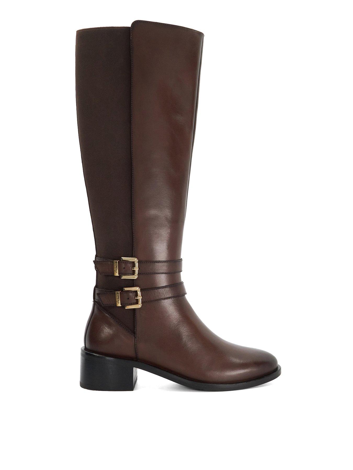 dune-london-tatter-leather-knee-high-riding-boots-brownstillFront