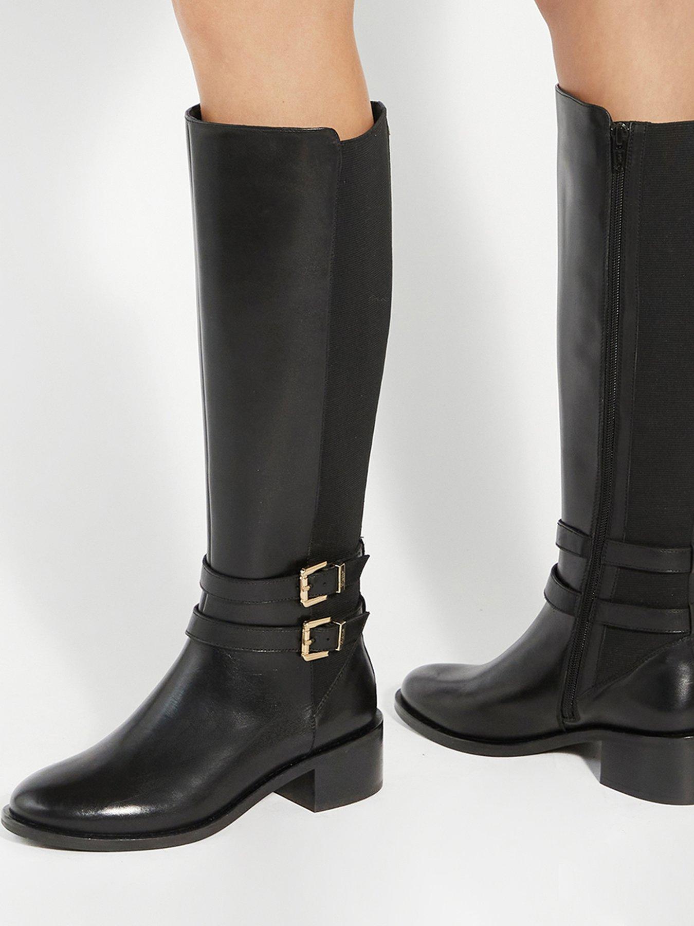 dune-london-tatter-leather-knee-high-riding-boots-blackfront