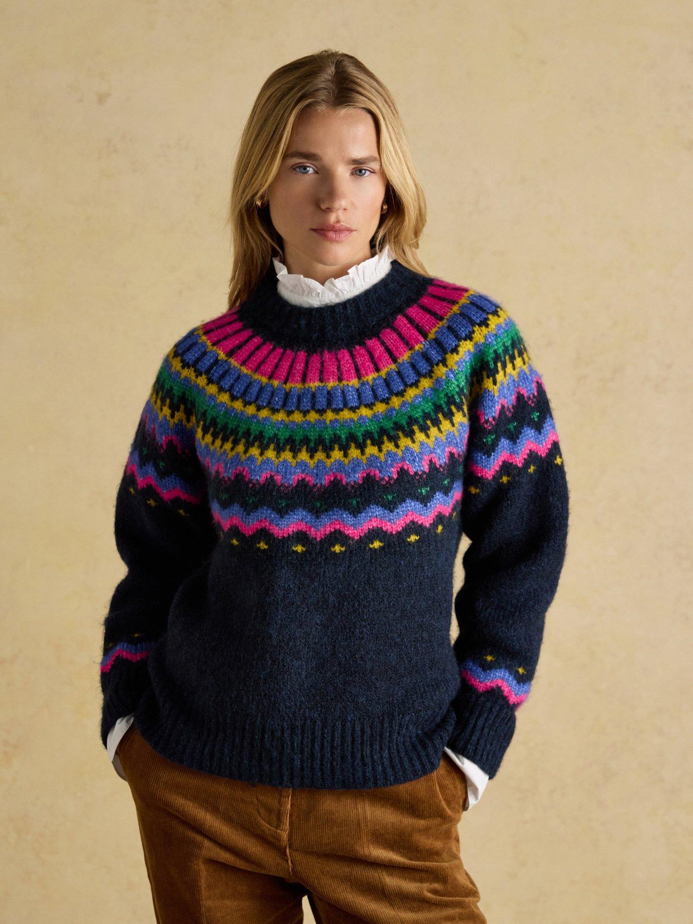 Image 1 of 6 of Joules Fairisle Knitted Jumper - Navy