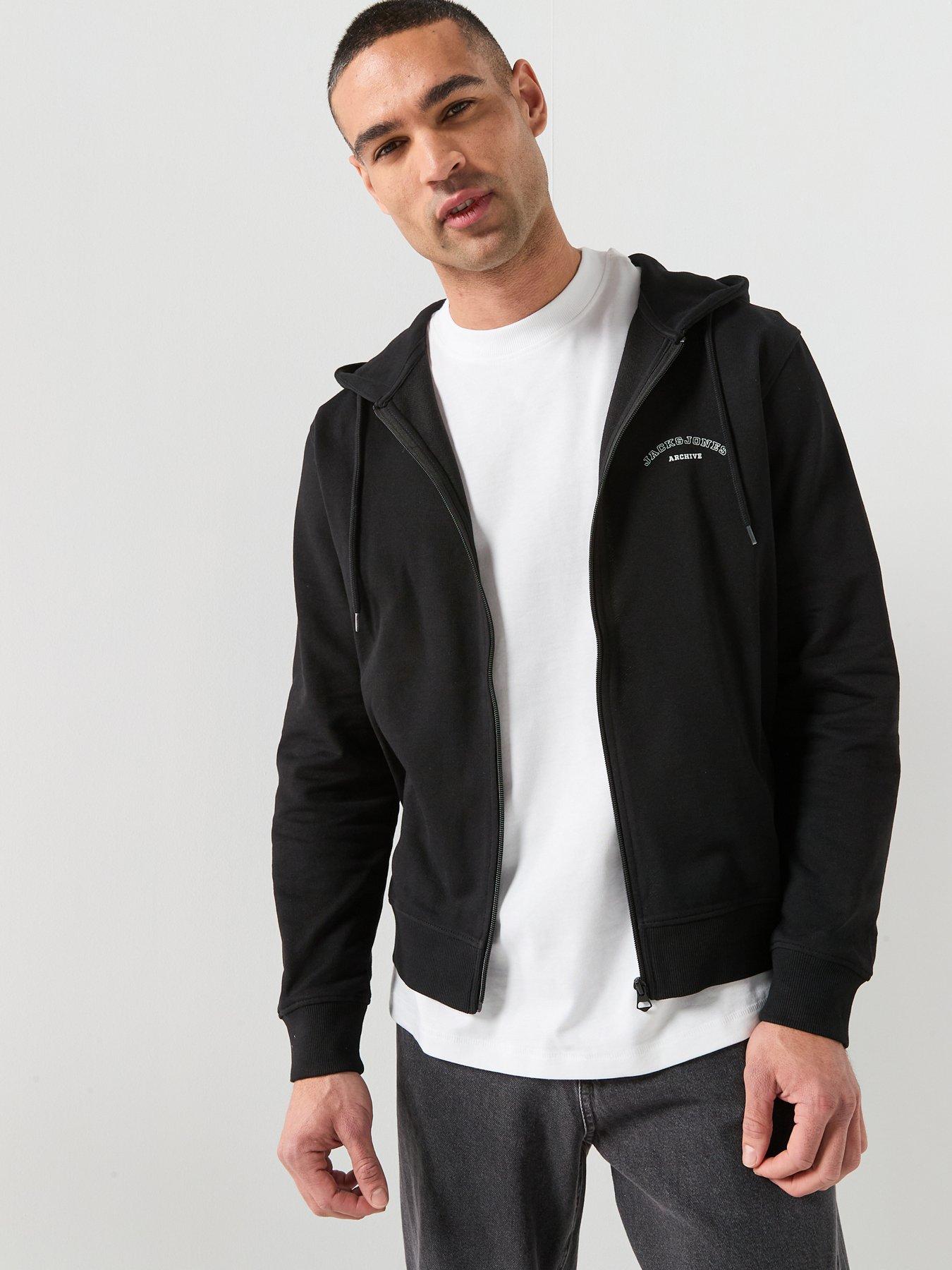 Image 1 of 6 of Jack & Jones College Zip Hoodie - Black