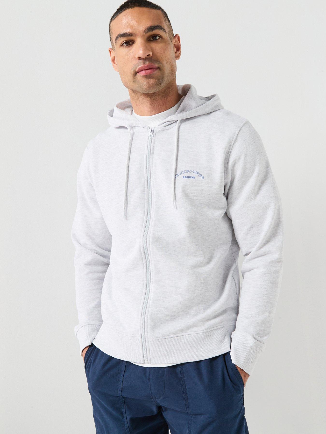 Image 1 of 5 of Jack & Jones College Zip Hoodie - Light Grey