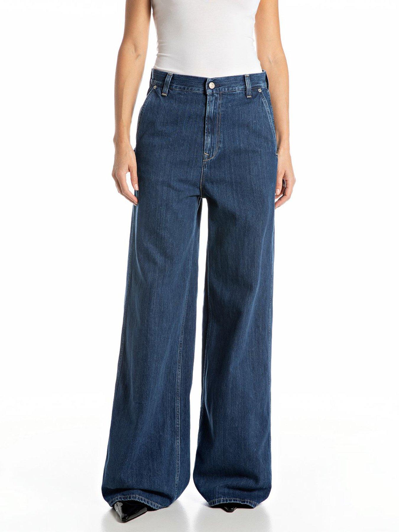 Replay Wide Leg Fit Jeans - Blue