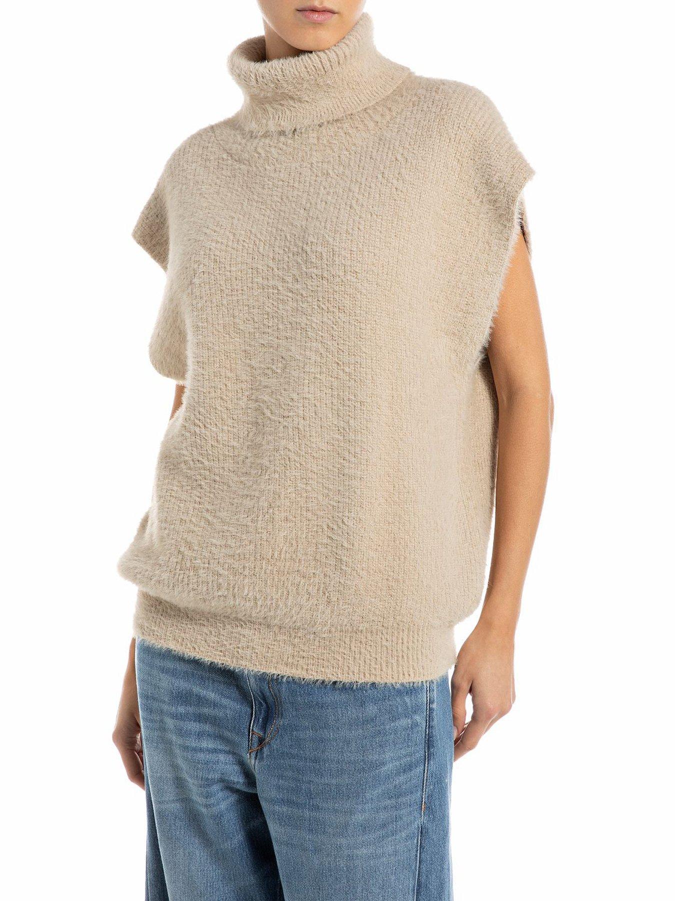 Replay High Neck Sleeveless Jumper - Brown