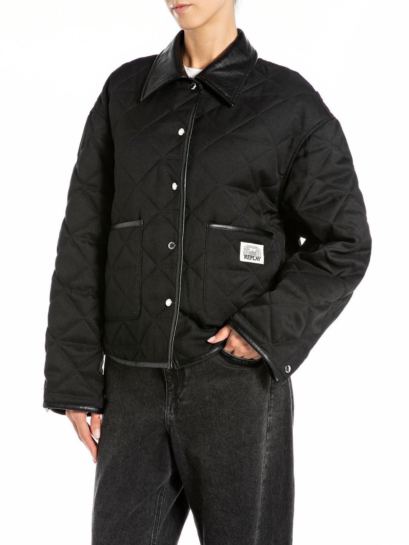 Image 1 of 2 of Replay Quilted Short Jacket - Black