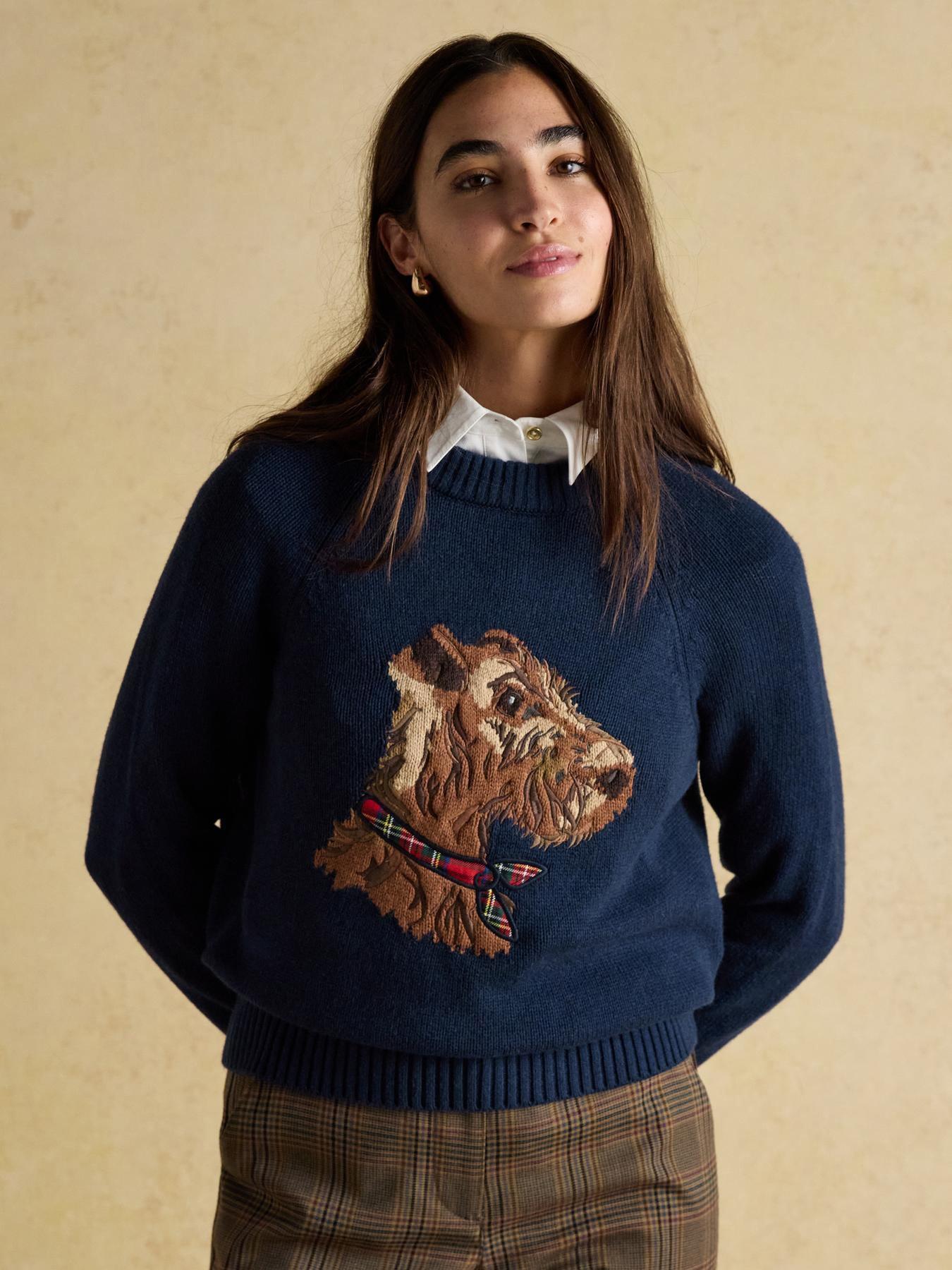 Joules Intarsia Cotton Rich Jumper - Navy