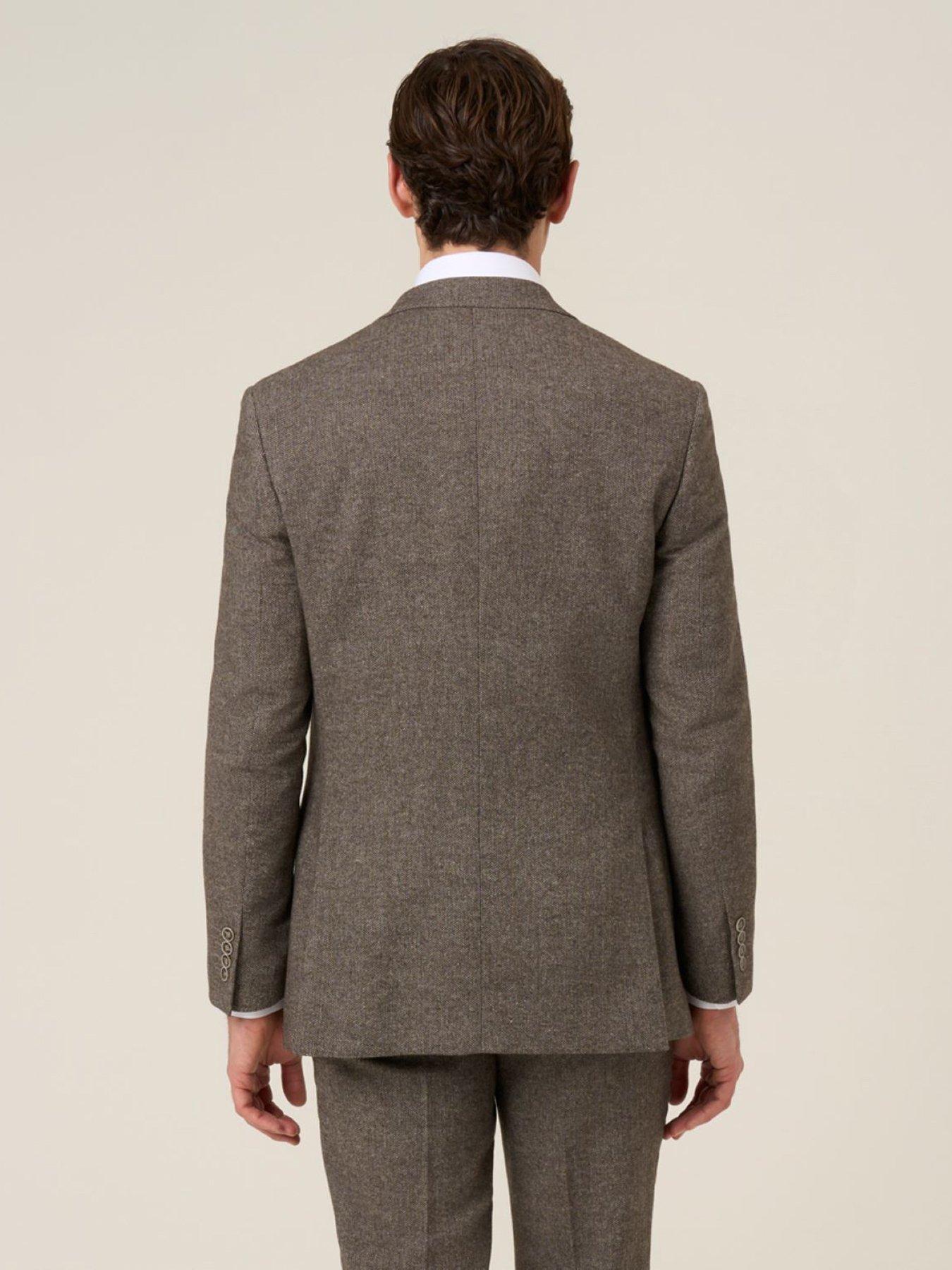 Image 2 of 6 of Skopes Tailored Fit Jude Fawn Herringbone Suit Jacket - Light Brown