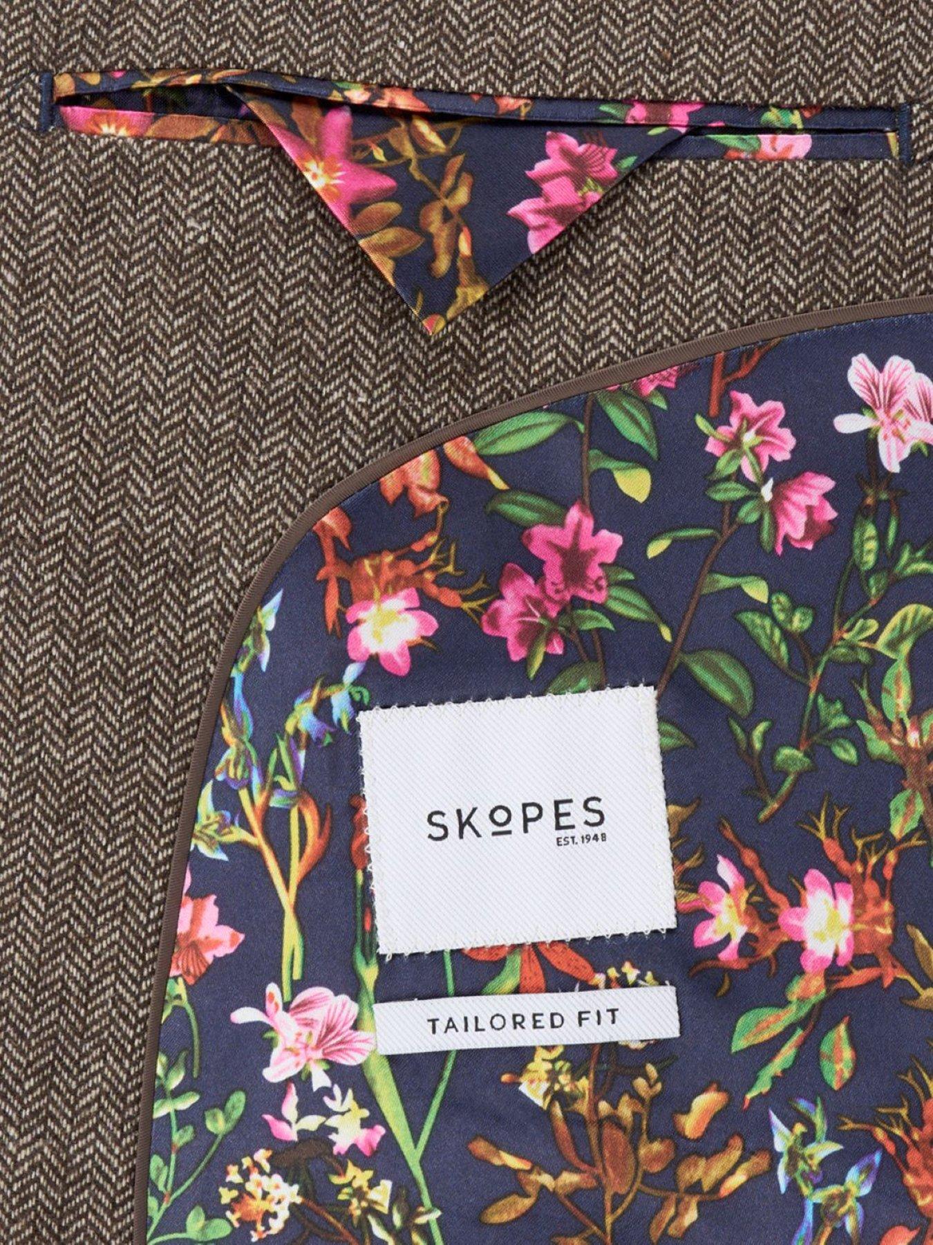 Image 5 of 6 of Skopes Tailored Fit Jude Fawn Herringbone Suit Jacket - Light Brown