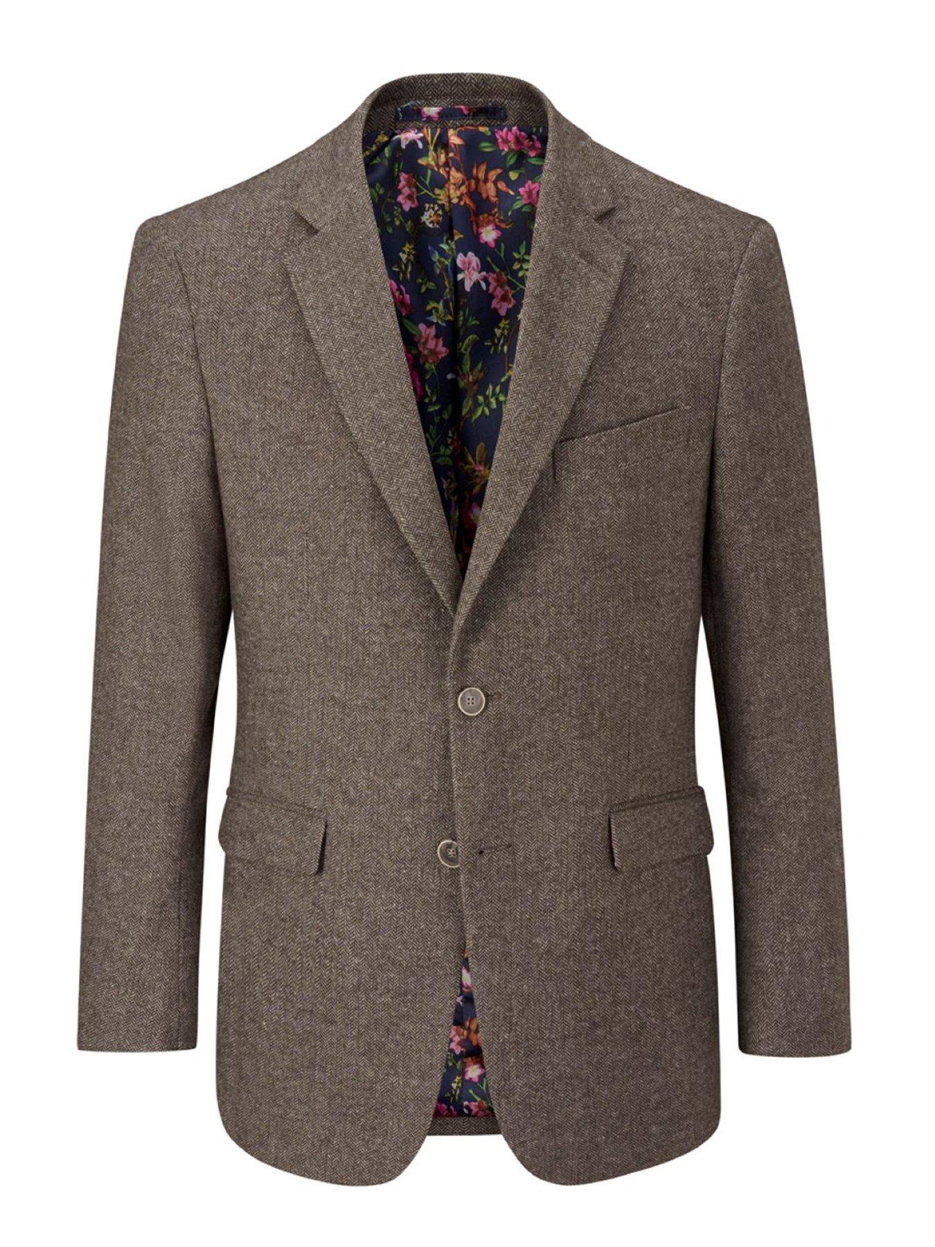 Image 6 of 6 of Skopes Tailored Fit Jude Fawn Herringbone Suit Jacket - Light Brown