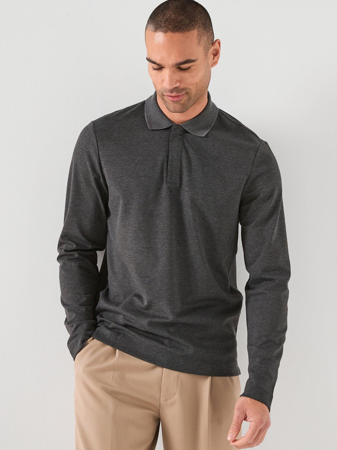 mango-gareth-concealed-placket-long-sleeve-polo-shirt-dark-greyfront