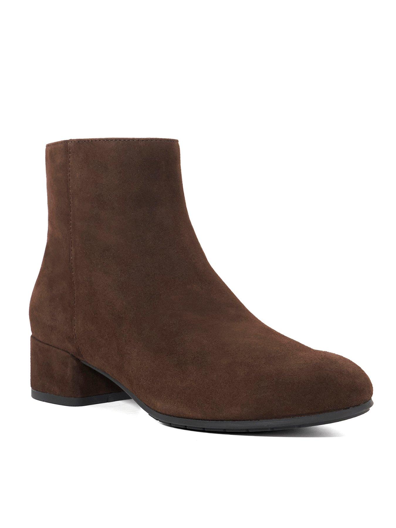 Image 2 of 6 of Dune London Pippie Low-heel Suede Ankle Boots - Brown