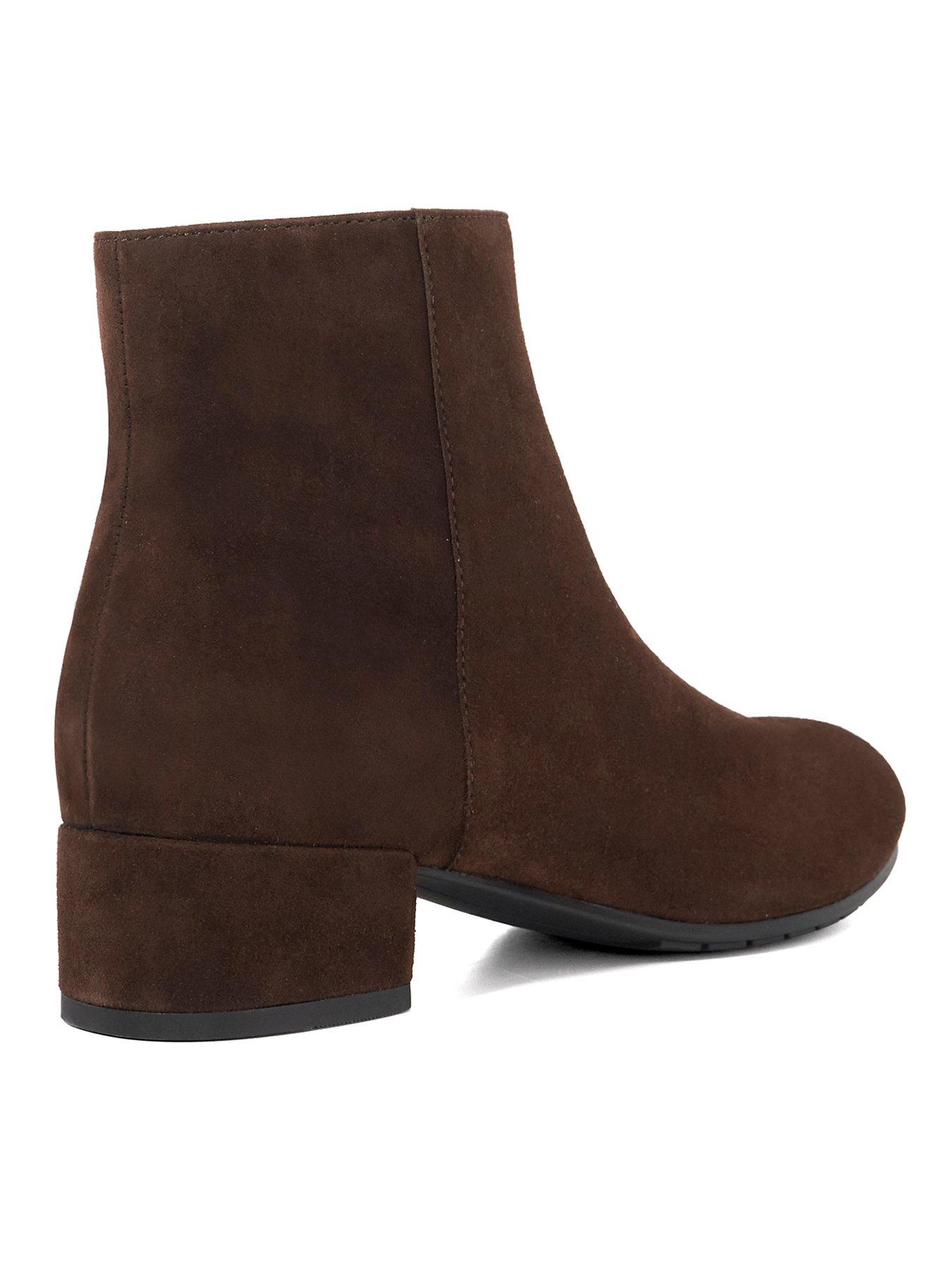 Image 3 of 6 of Dune London Pippie Low-heel Suede Ankle Boots - Brown