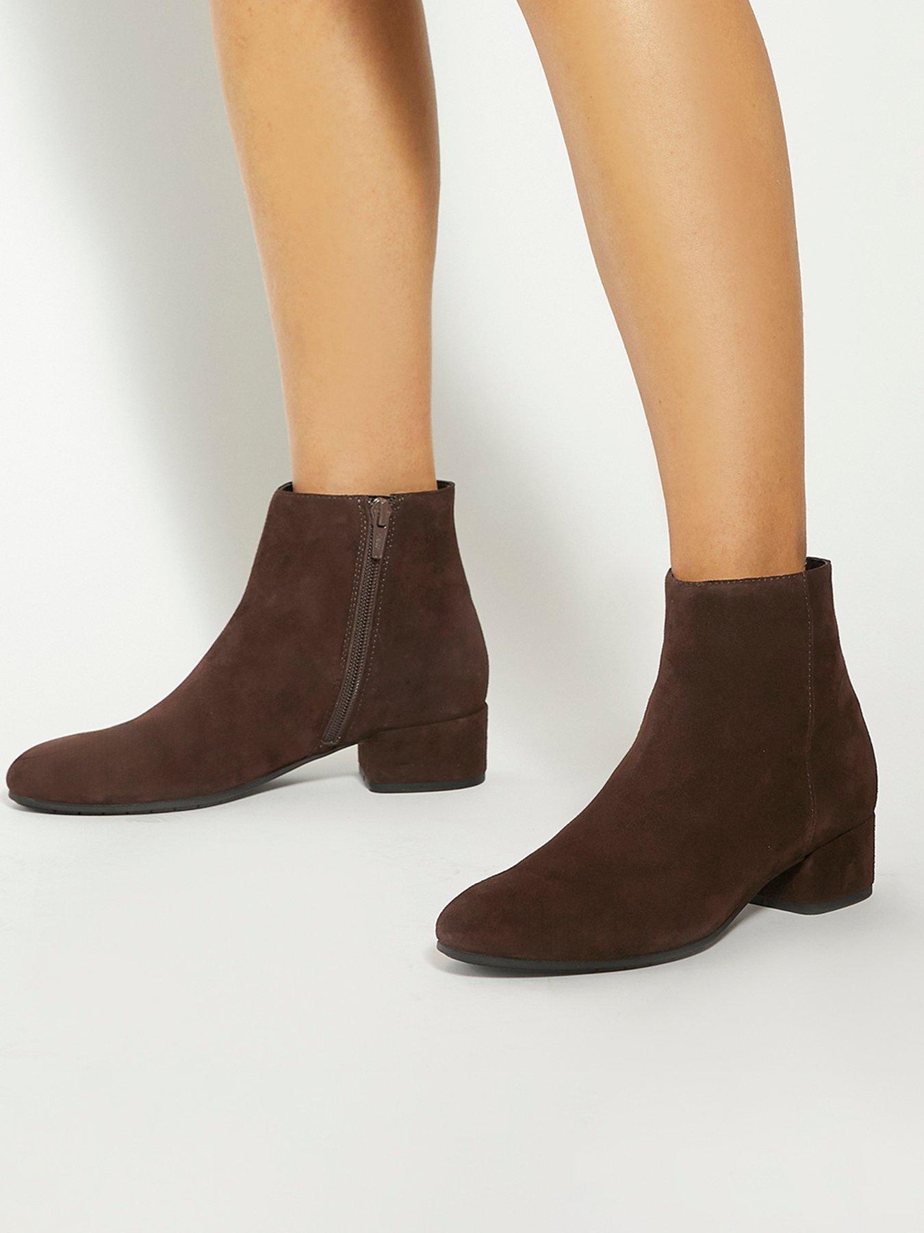 Image 6 of 6 of Dune London Pippie Low-heel Suede Ankle Boots - Brown