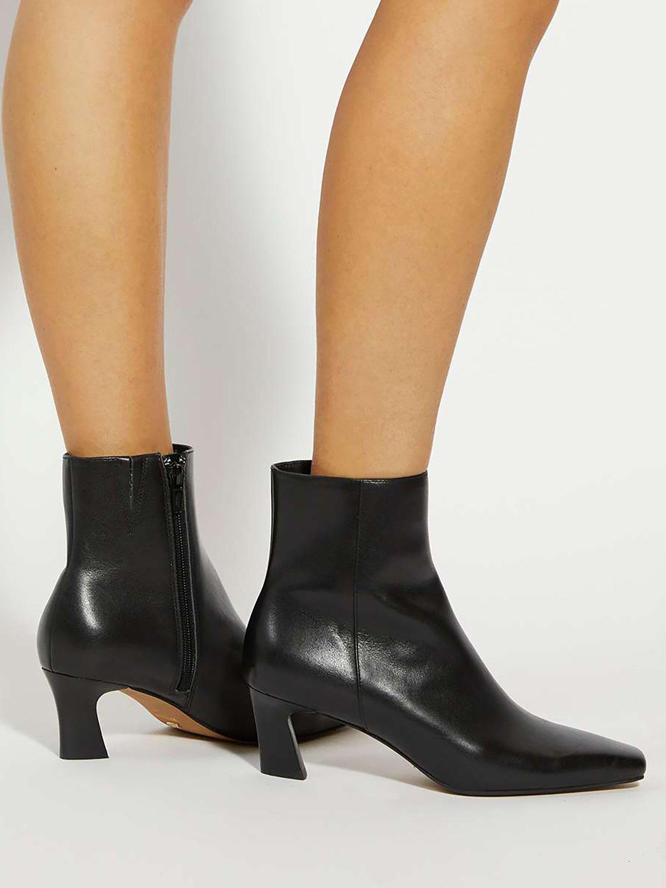 Dune London Overly Leather Chisel To Ankle Boot- Black