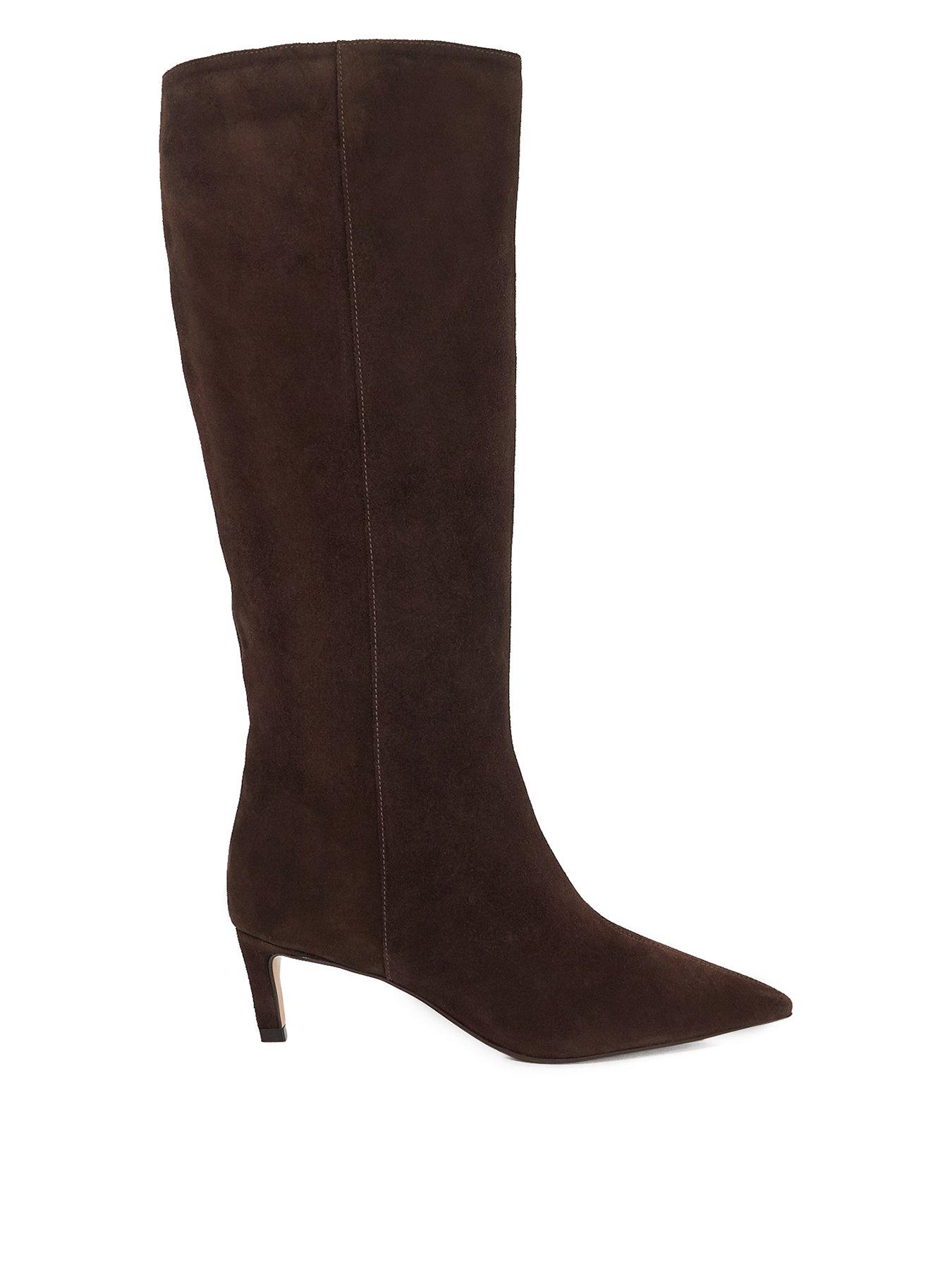 Dune London Wide Fit Smoothly Suede Knee High Boots - Brown