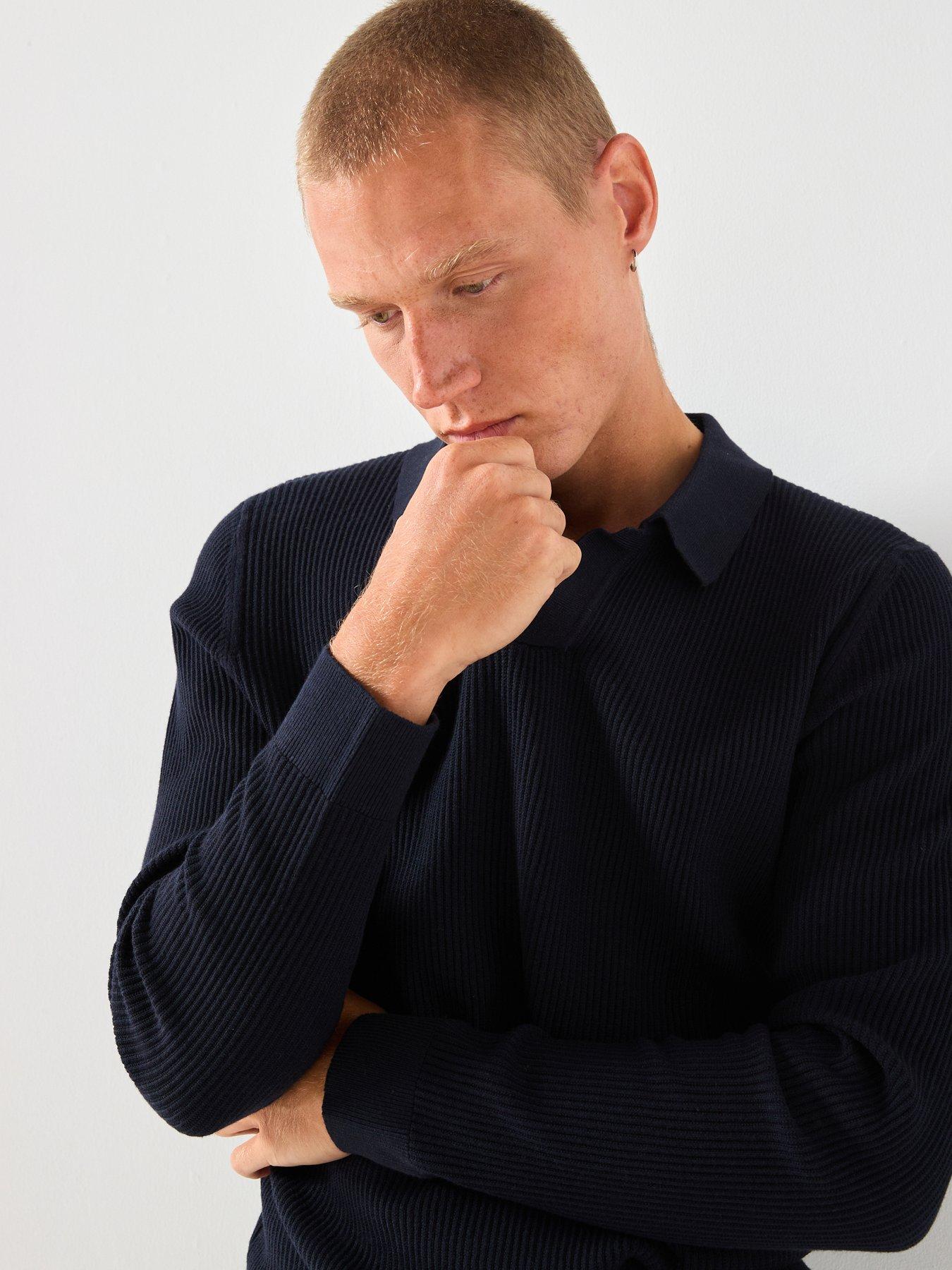 Mango Antiguas Split Collar Ribbed Knitted Jumper