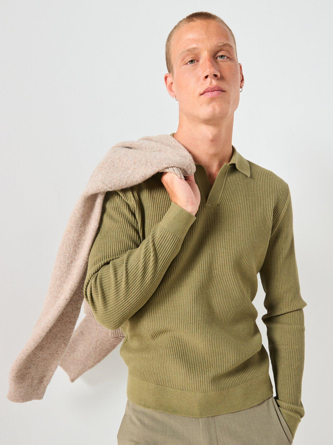 mango-antiguas-split-collar-ribbed-knitted-jumper-khaki