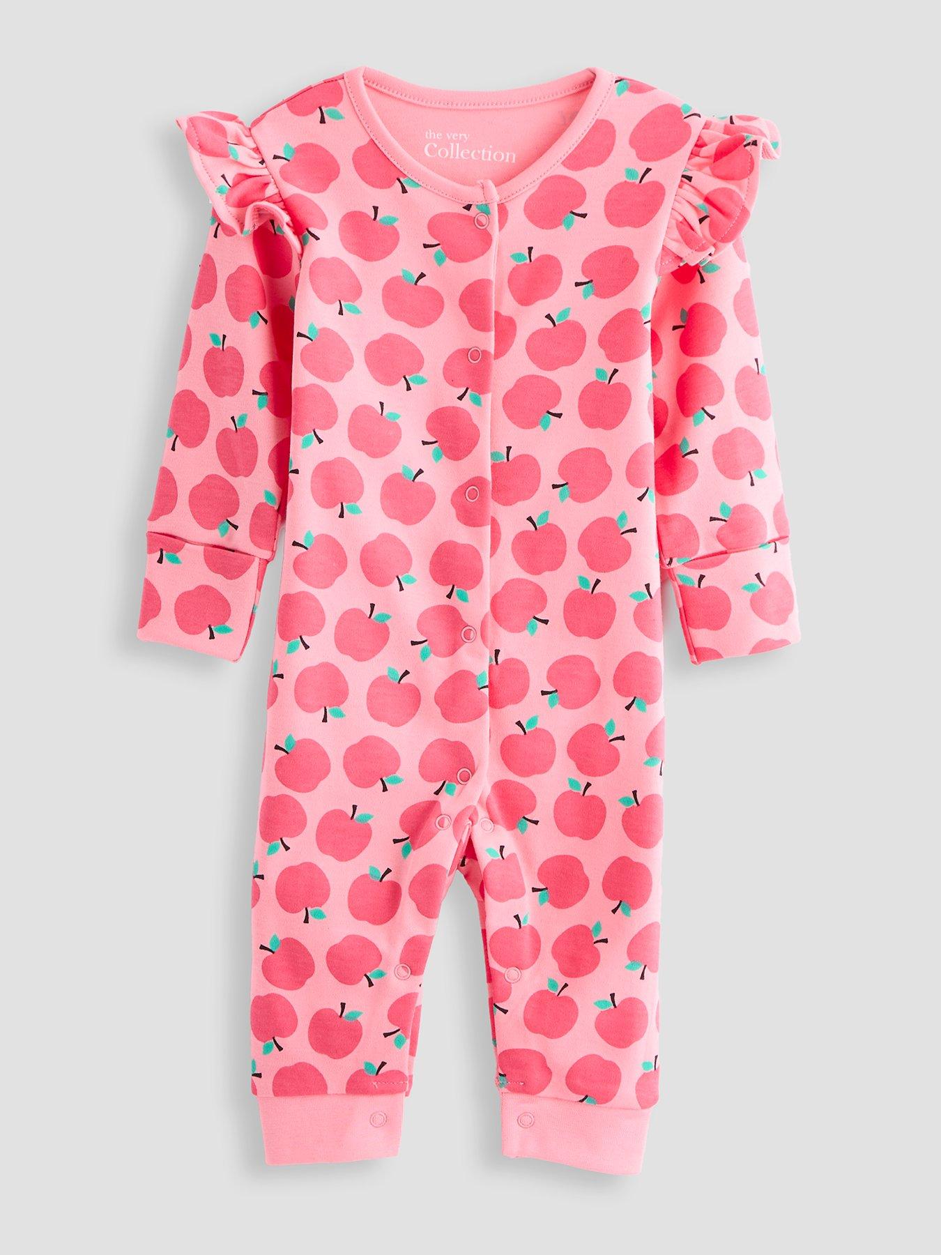 Image 2 of 6 of The Very Collection Baby Girl 3 Pack Footless Fruit Prinyt Sleepsuits