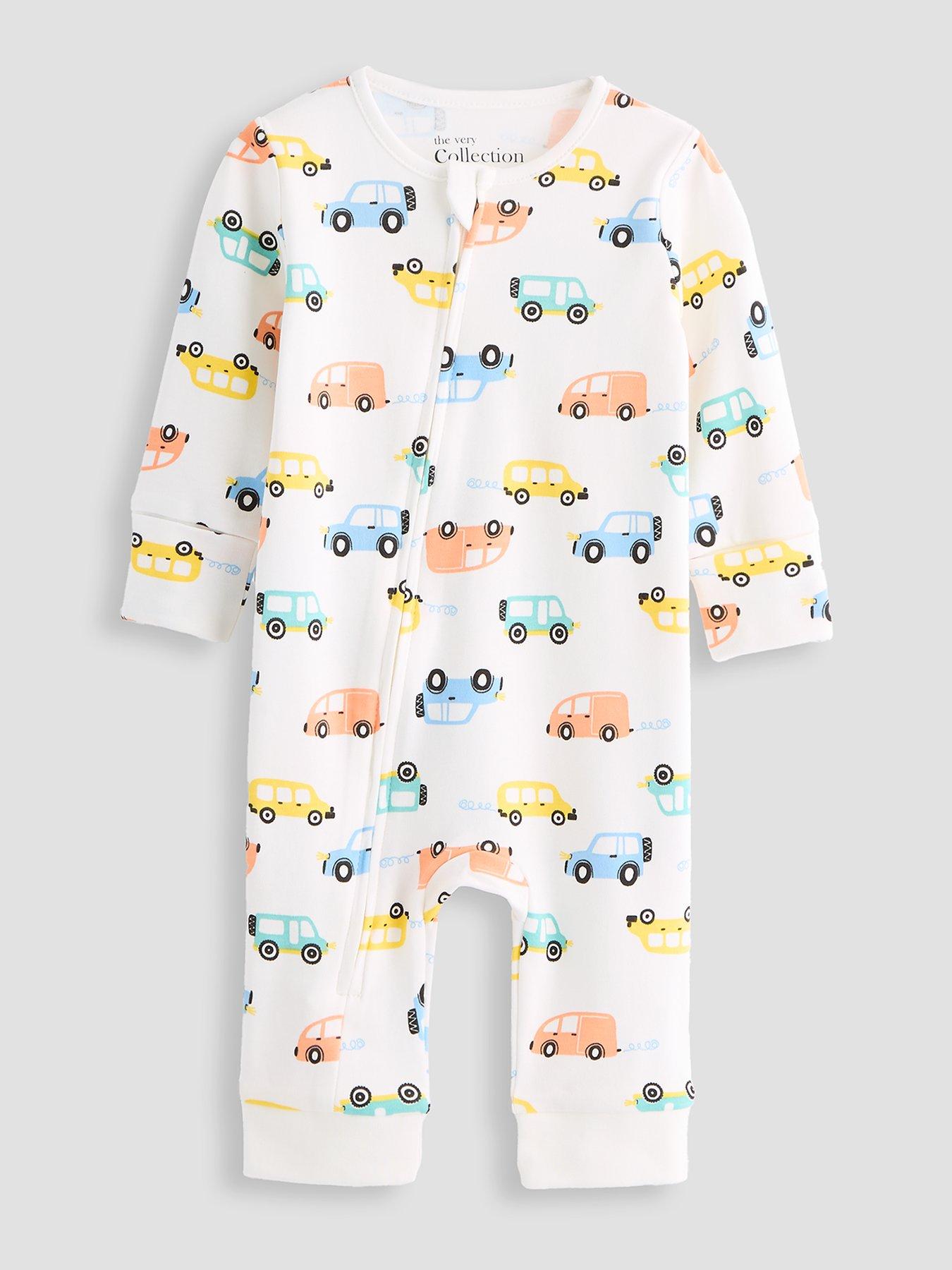 Image 3 of 6 of The Very Collection Boys Transport 3 Pack Sleepsuits - Orange/Blue/Cream