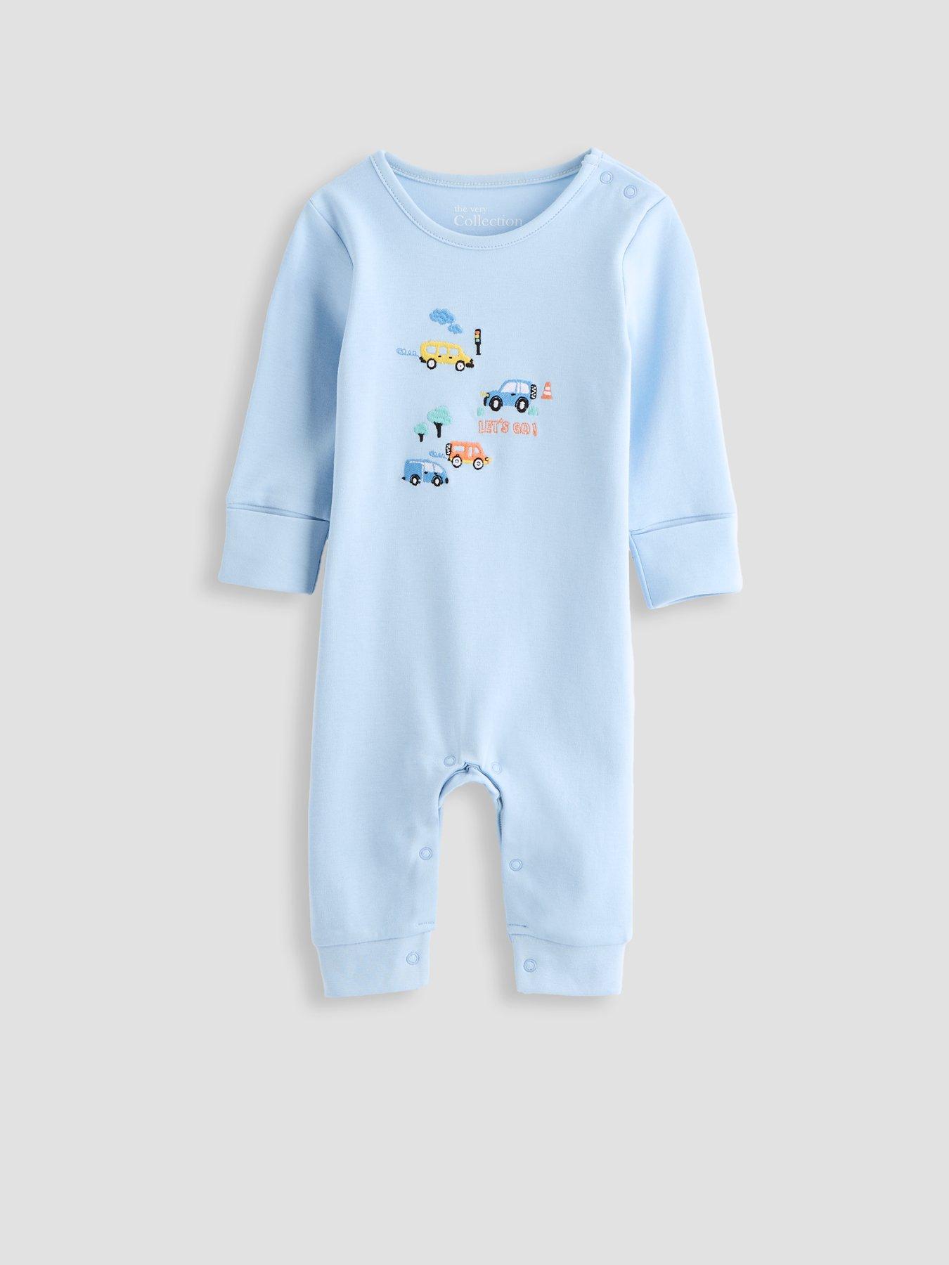 Image 4 of 6 of The Very Collection Boys Transport 3 Pack Sleepsuits - Orange/Blue/Cream
