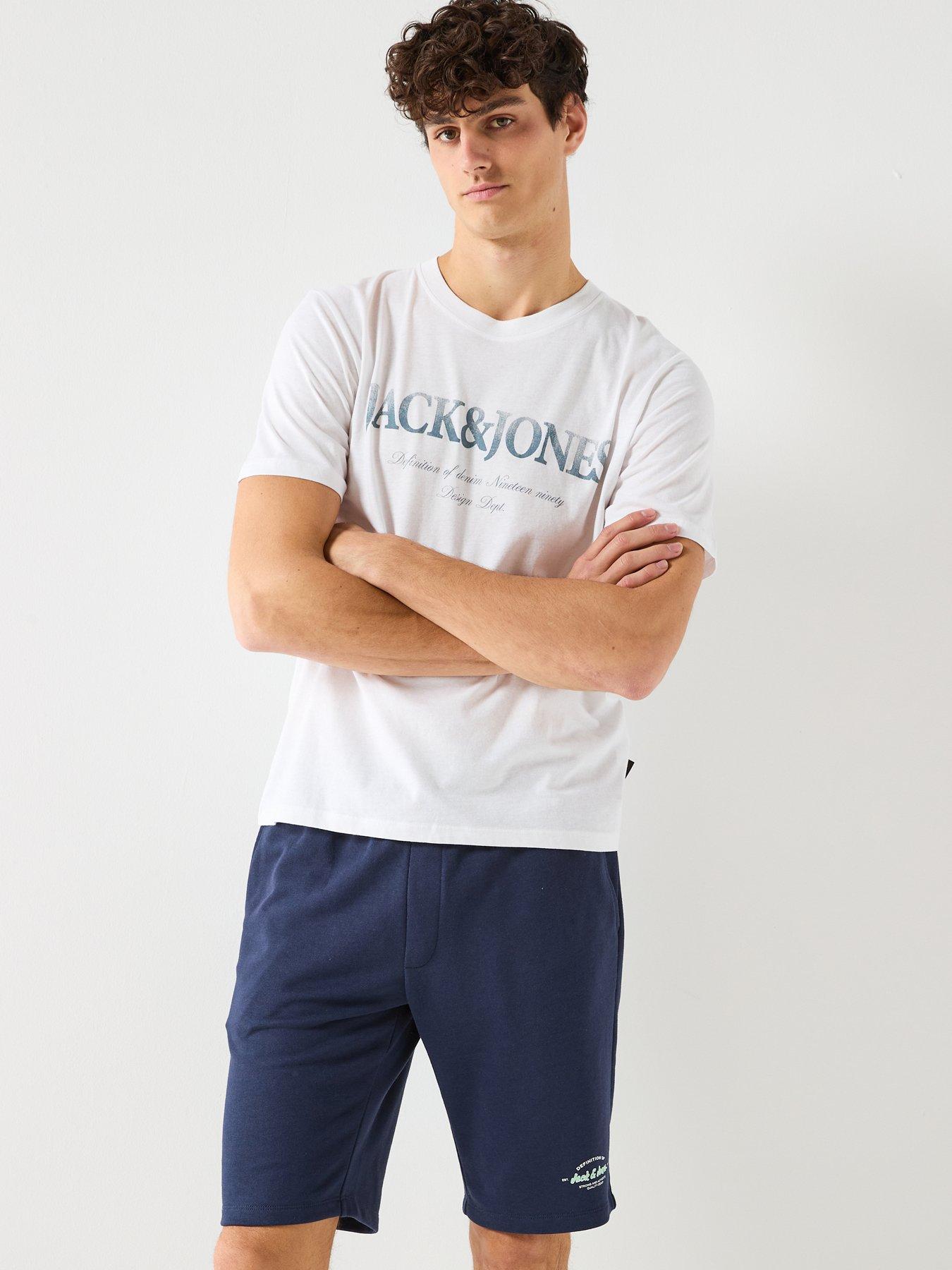Image 4 of 6 of Jack & Jones Gordon Brandon Sweat Shorts - Navy