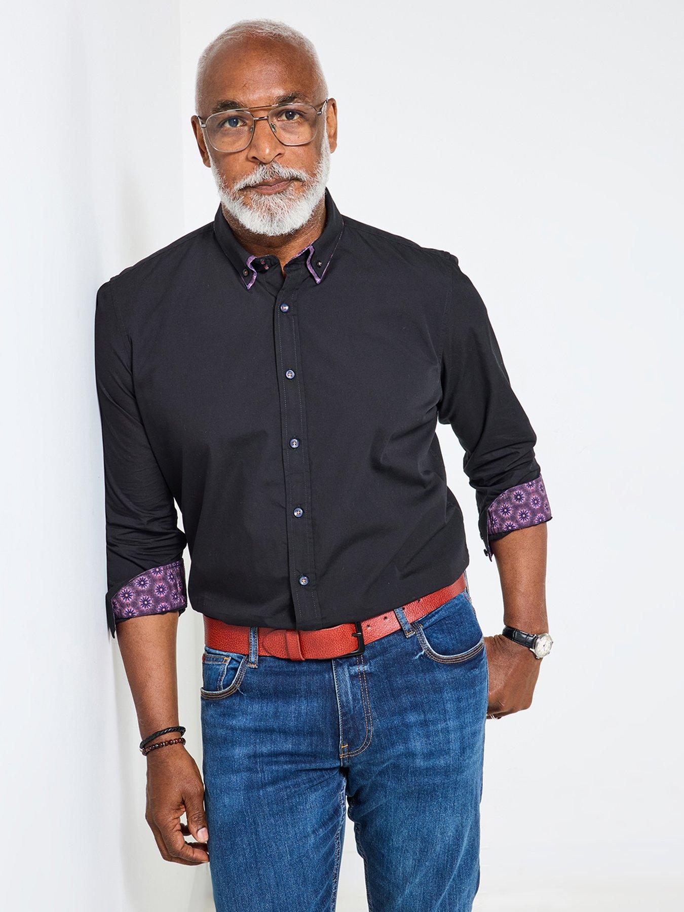 Joe Browns Joe Browns Contrast Trim Double Collar Long Sleeve Shirt - Black