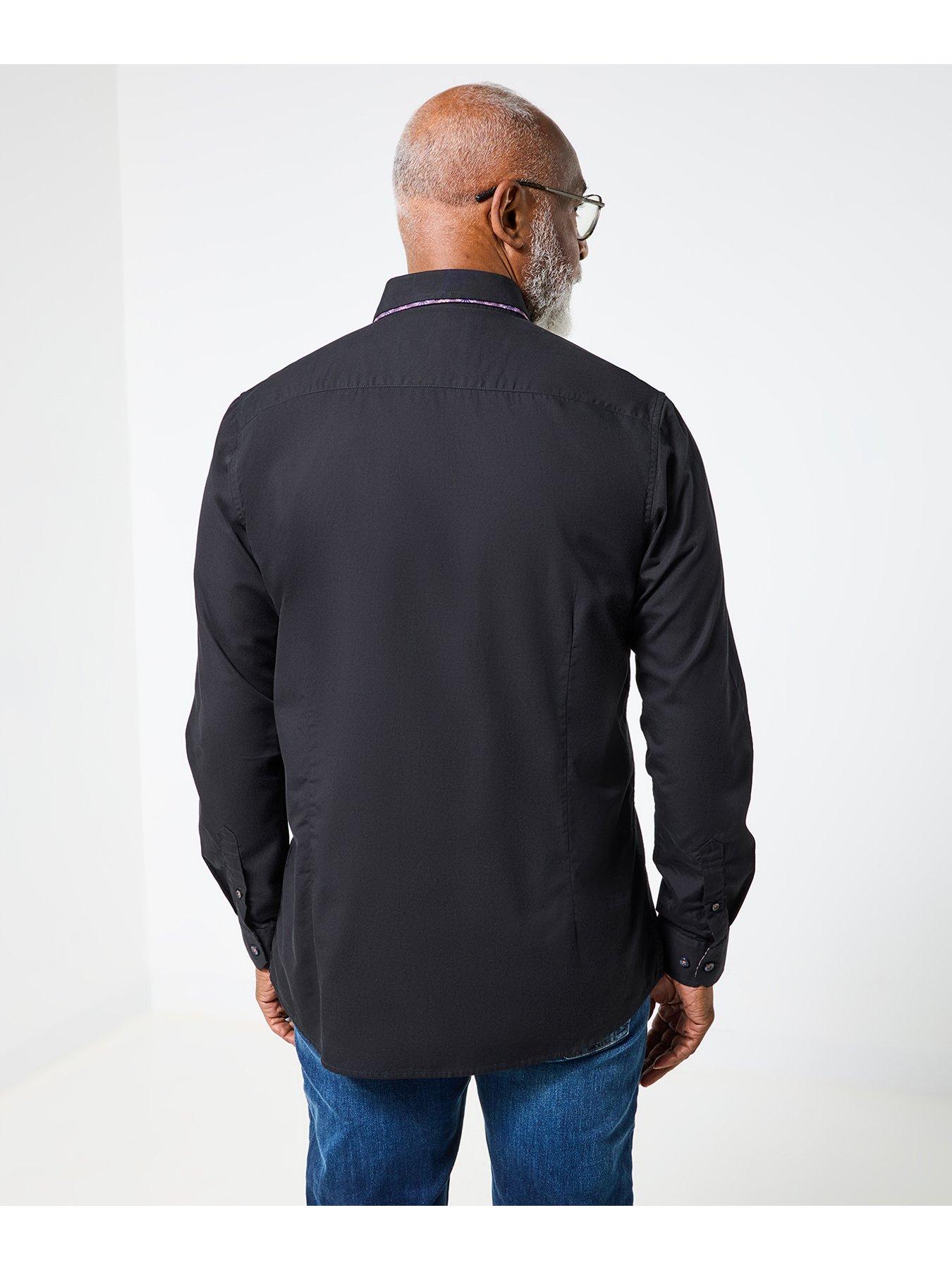 Image 3 of 6 of Joe Browns Joe Browns Contrast Trim Double Collar Long Sleeve Shirt - Black