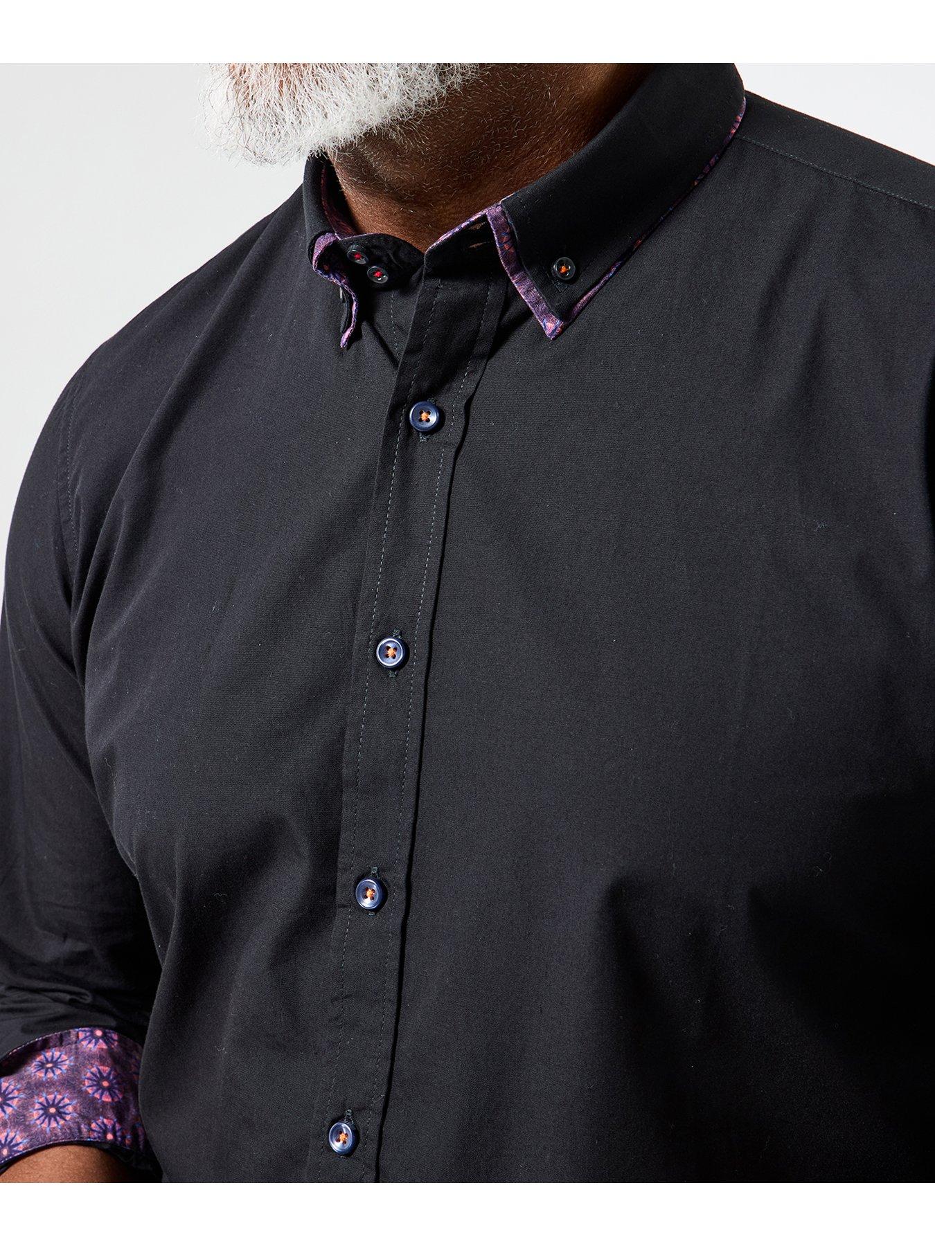 Image 5 of 6 of Joe Browns Joe Browns Contrast Trim Double Collar Long Sleeve Shirt - Black