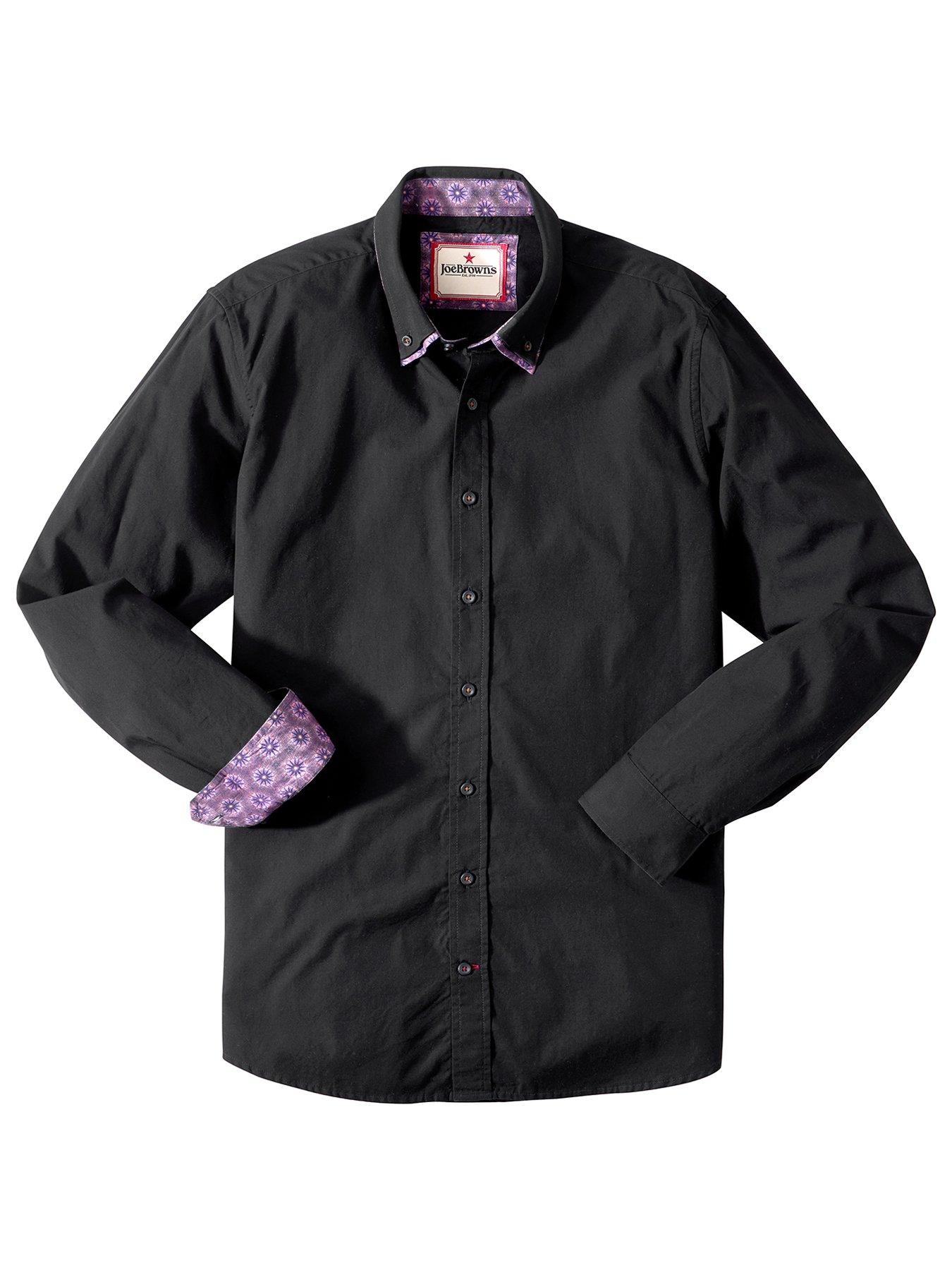 Image 6 of 6 of Joe Browns Joe Browns Contrast Trim Double Collar Long Sleeve Shirt - Black