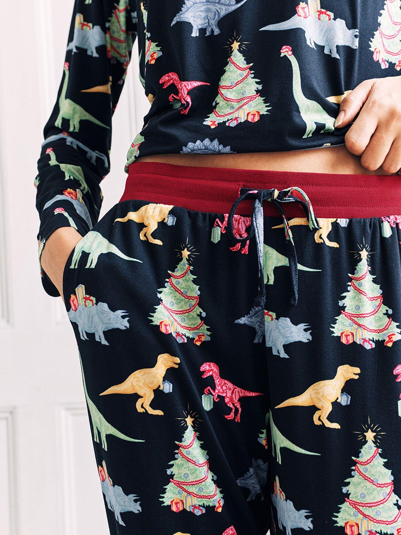 chelsea-peers-ladies-christmas-dinosaur-long-sleeve-crew-neck-set-in-polyester-dark-blueback